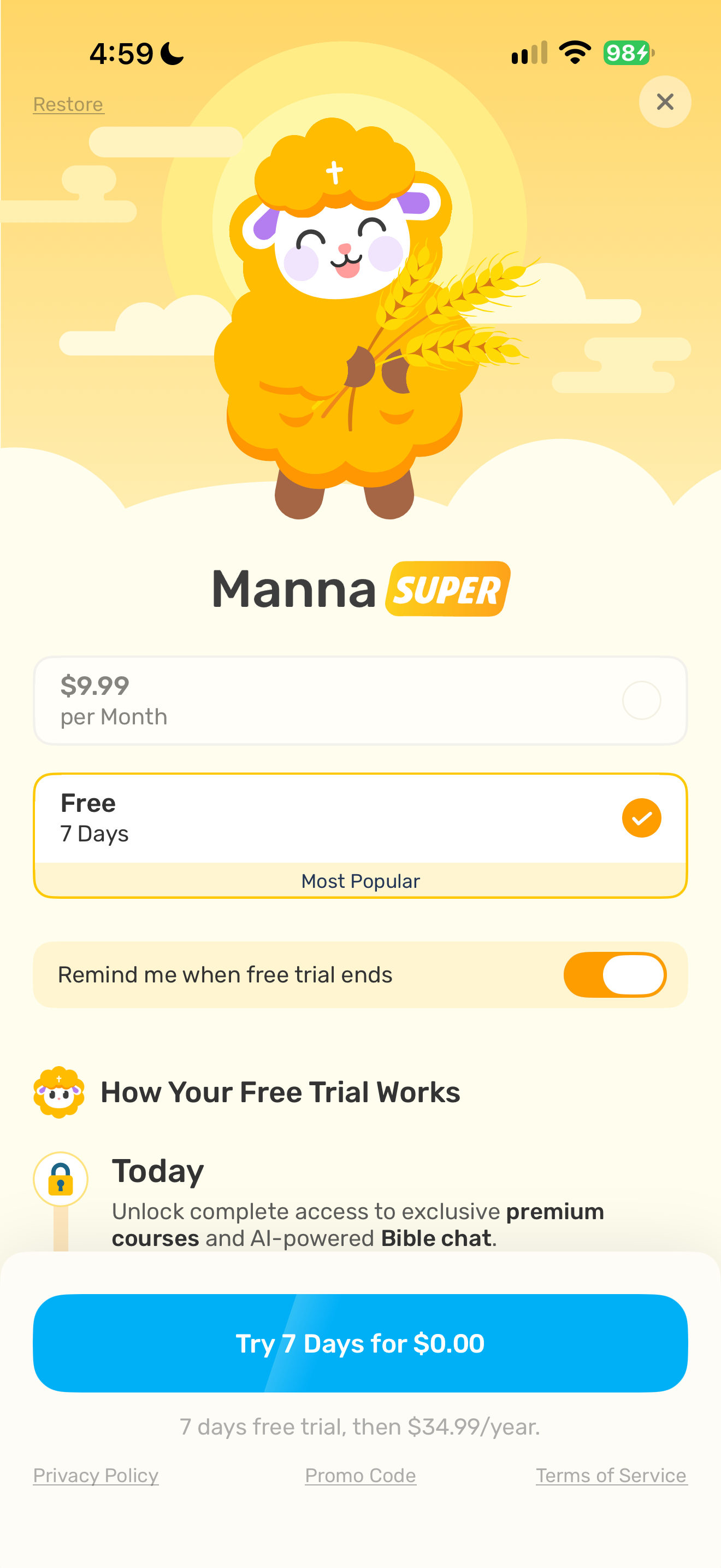 Manna Super trial offer