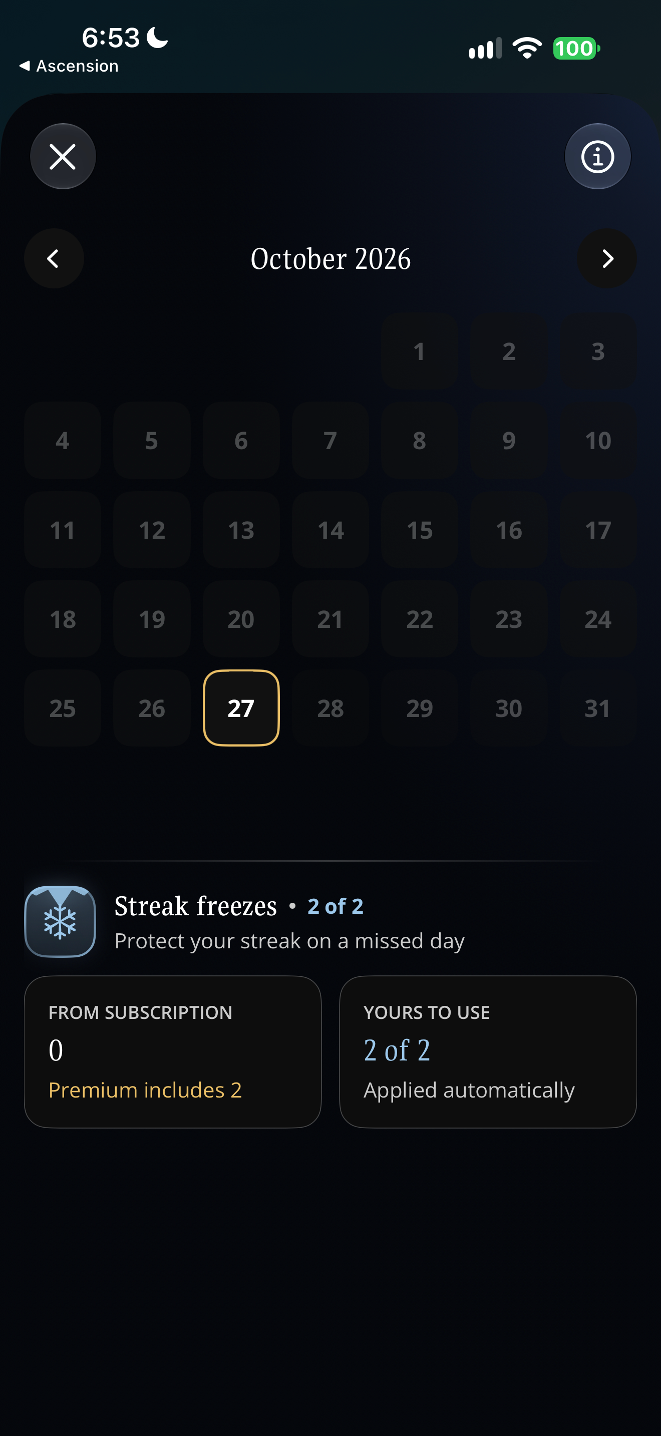 Streak freezes allowance