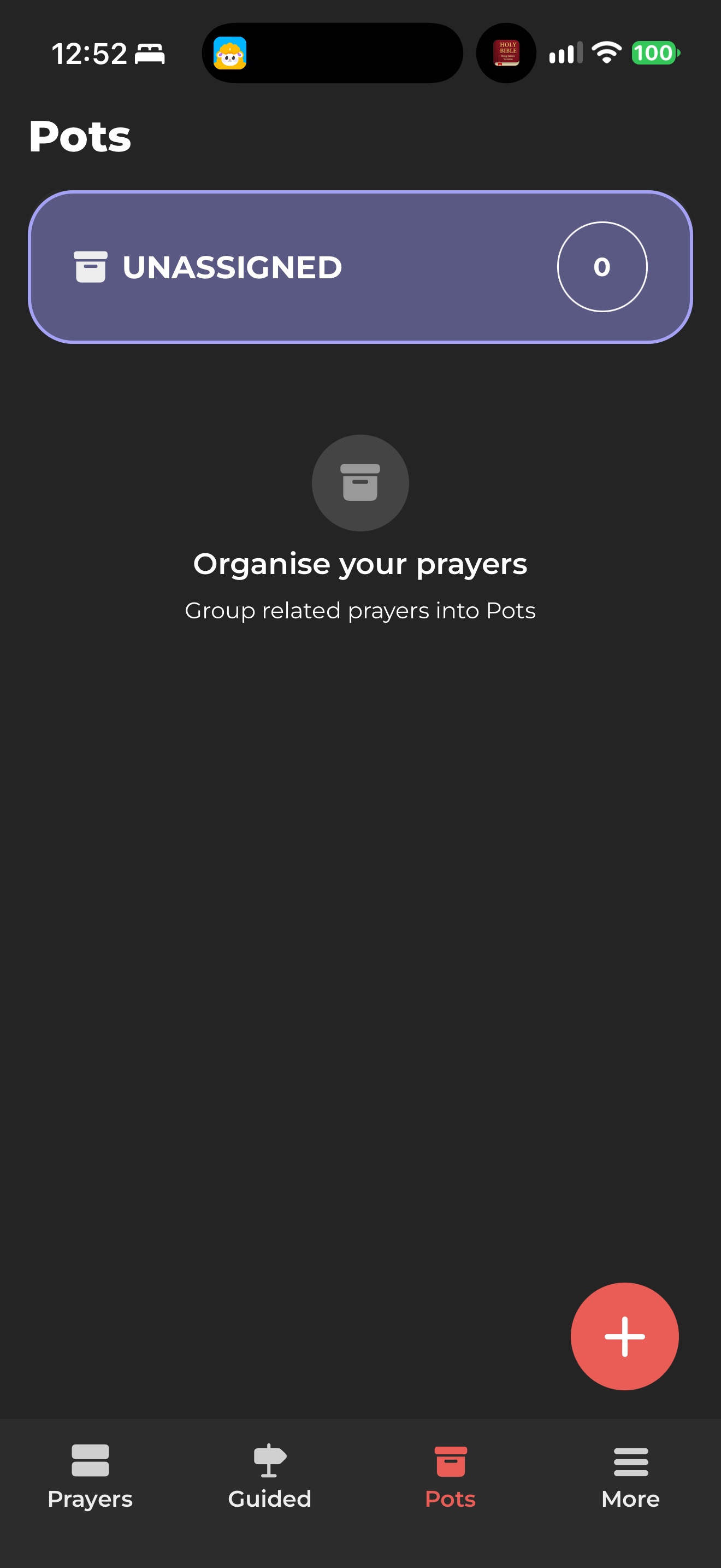 Organising prayers into Pots