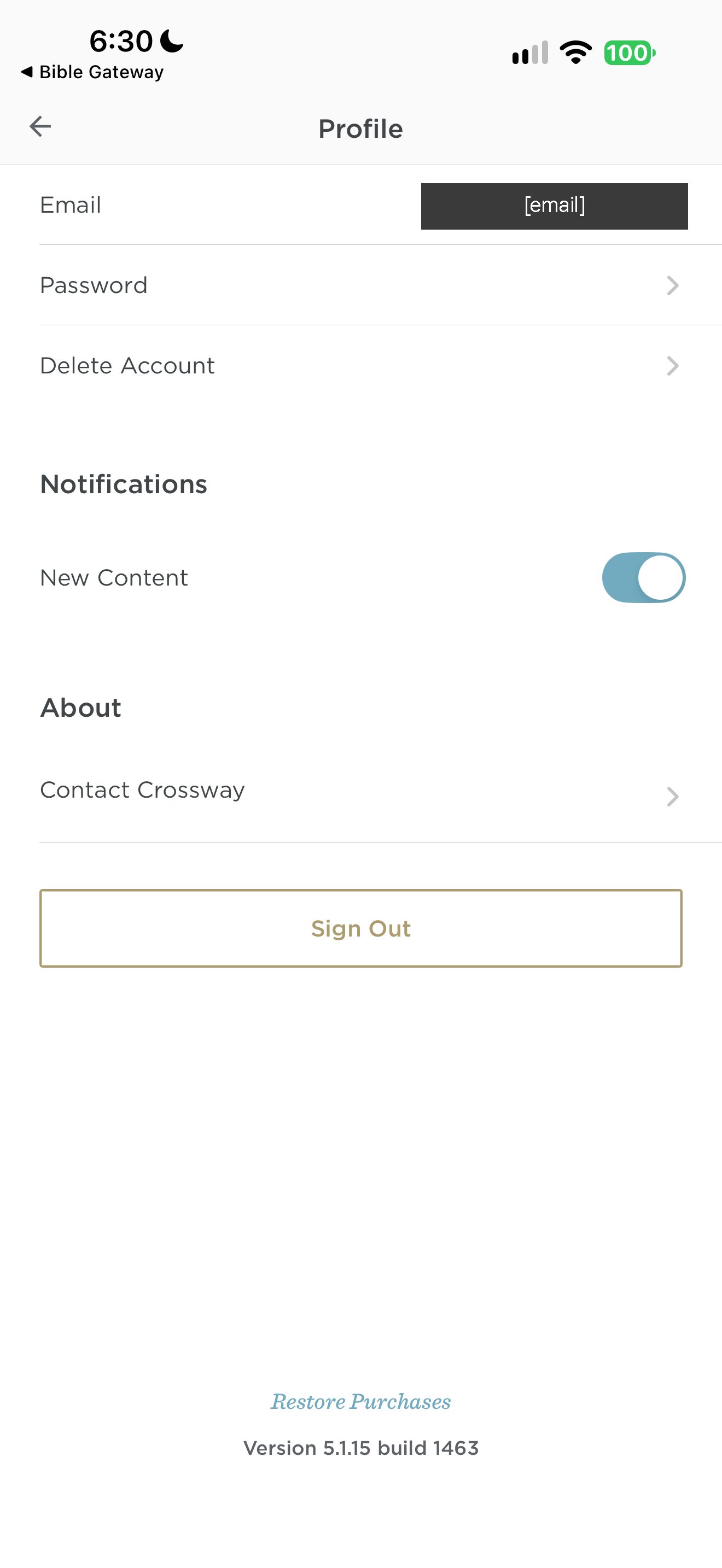 Profile with account and notification routes