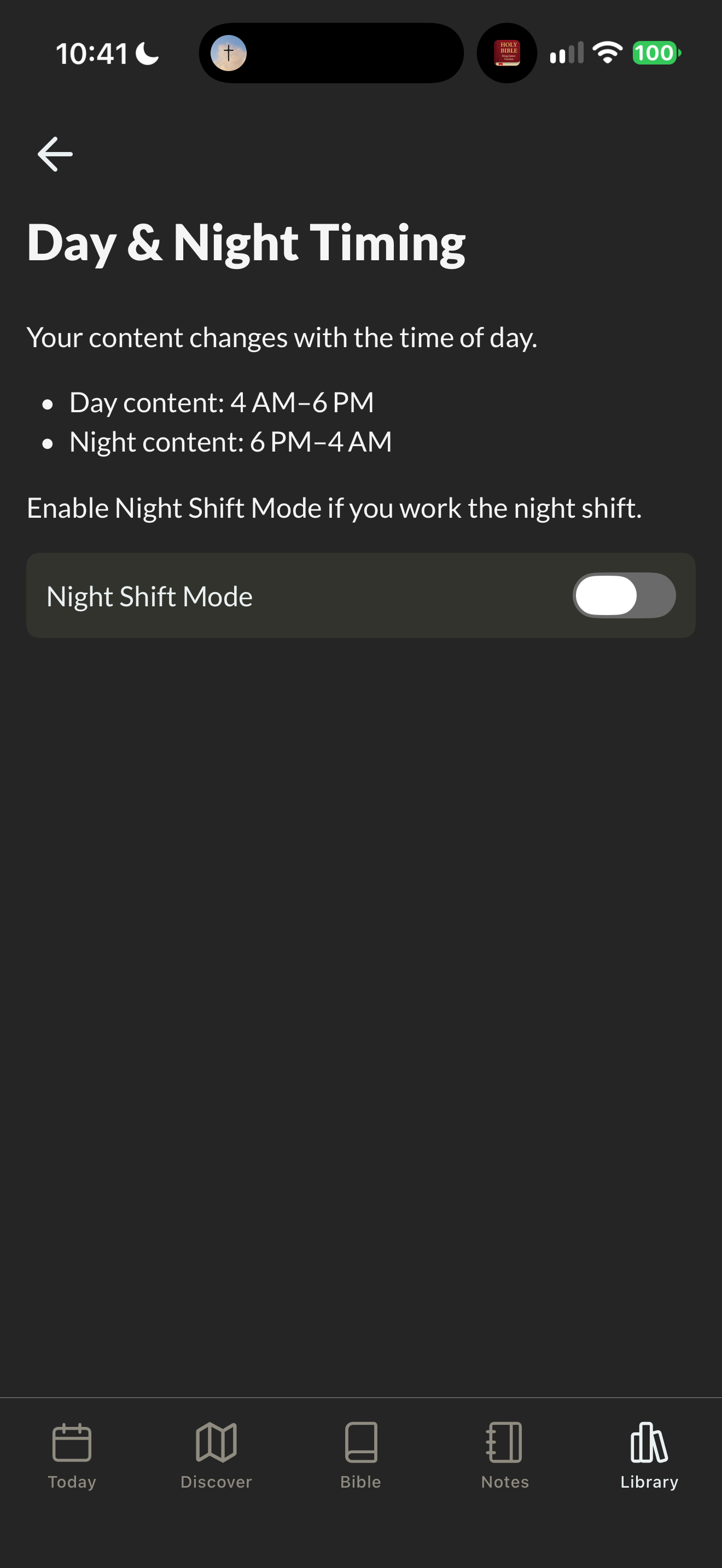 Day and night content timing