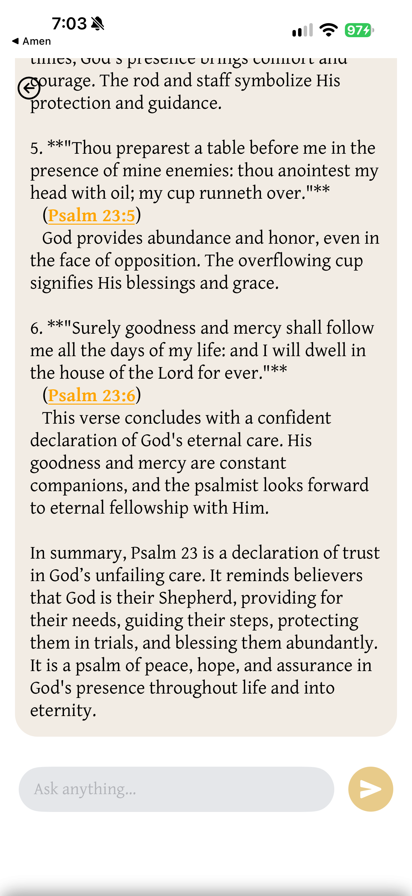 Long verse-by-verse Psalm 23 answer