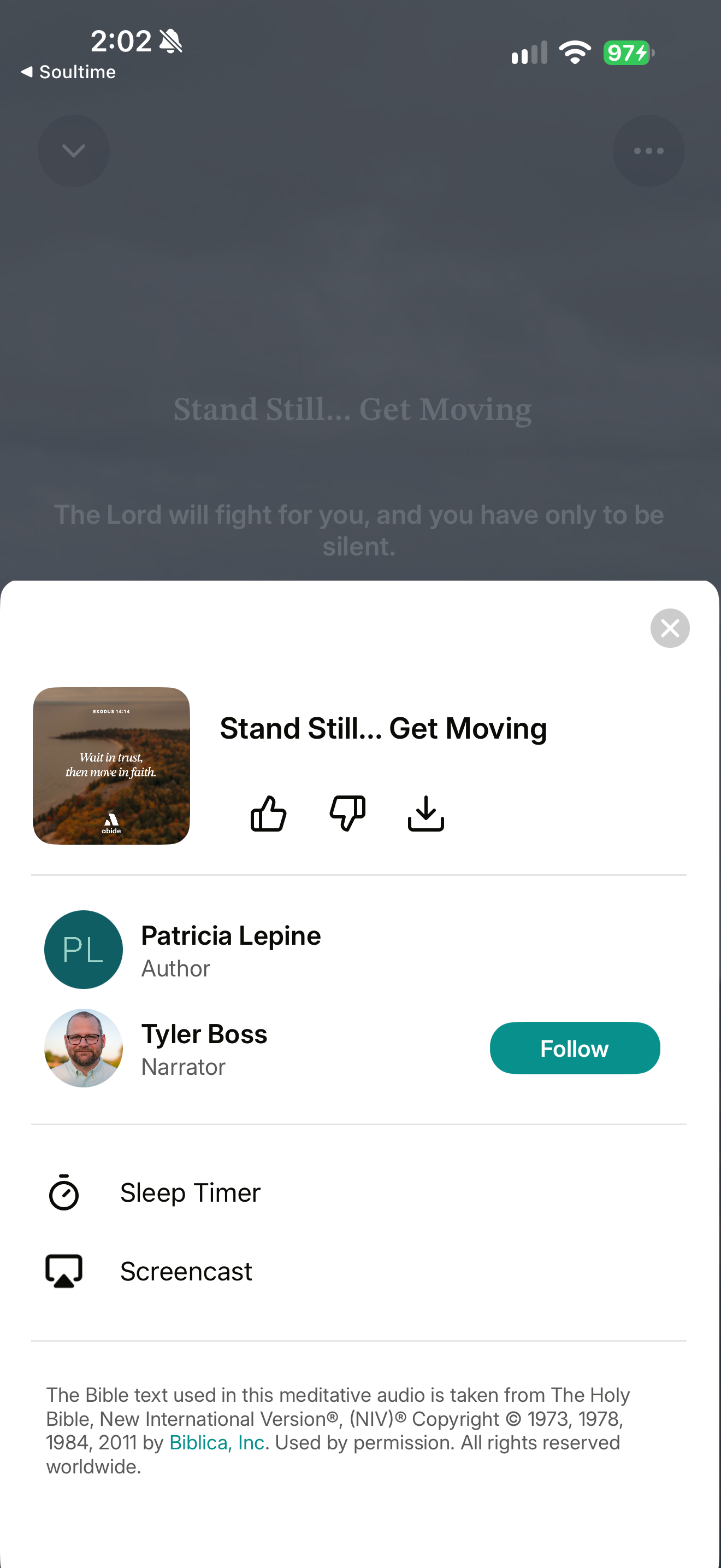 Meditation credits and actions
