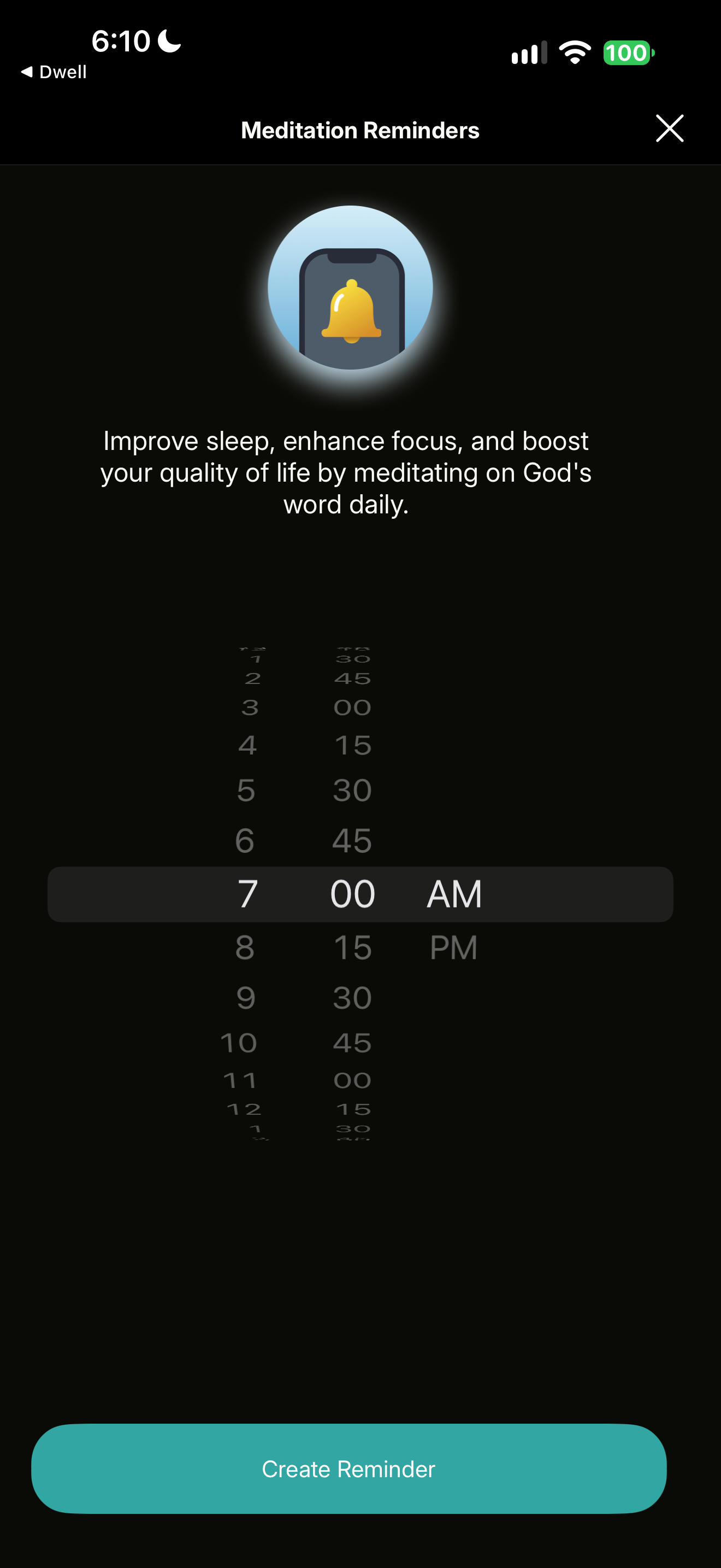 Meditation reminder editor