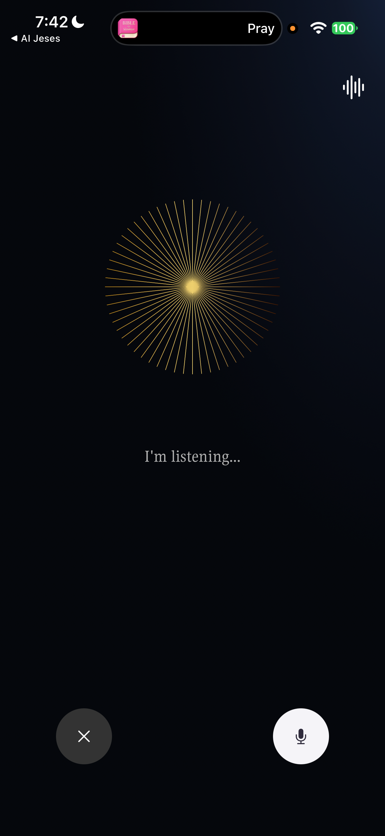 Voice mode with light burst