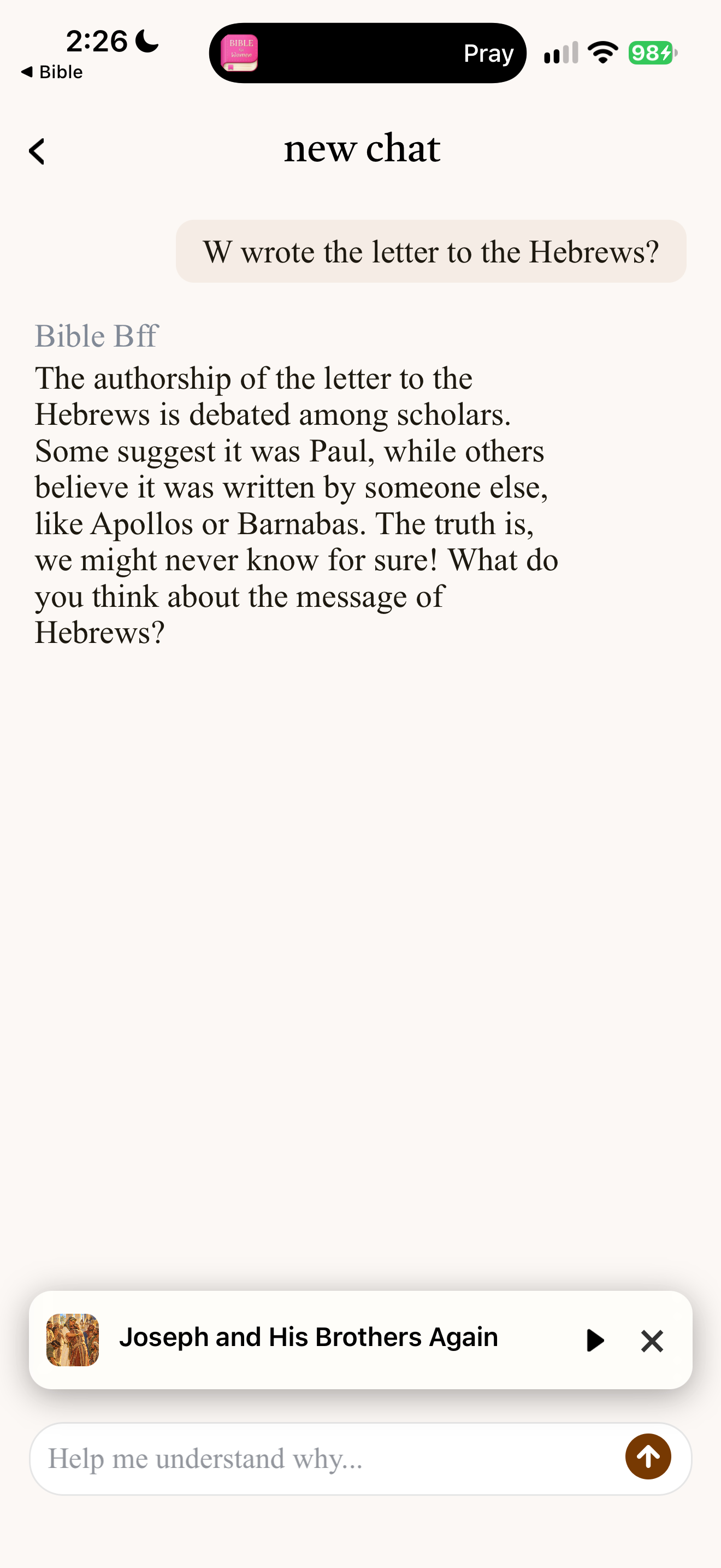 Hebrews authorship answer