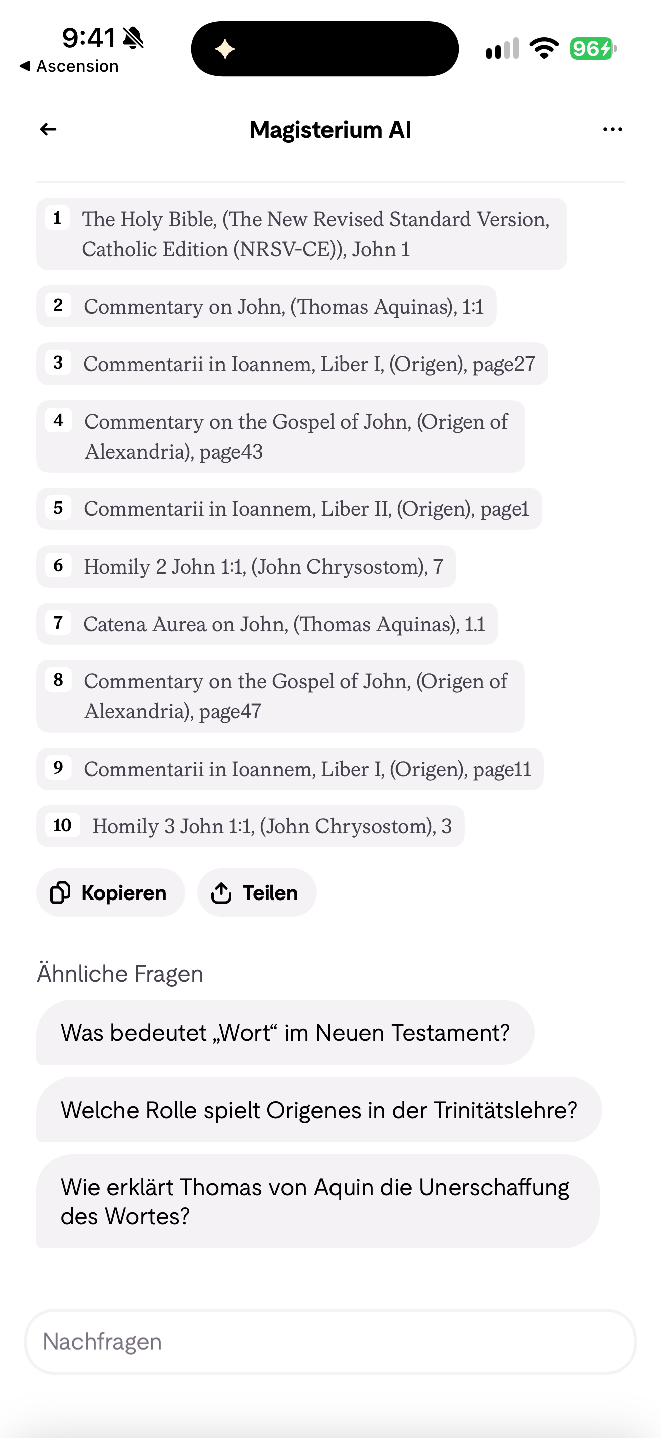 Sources, actions and follow-up questions