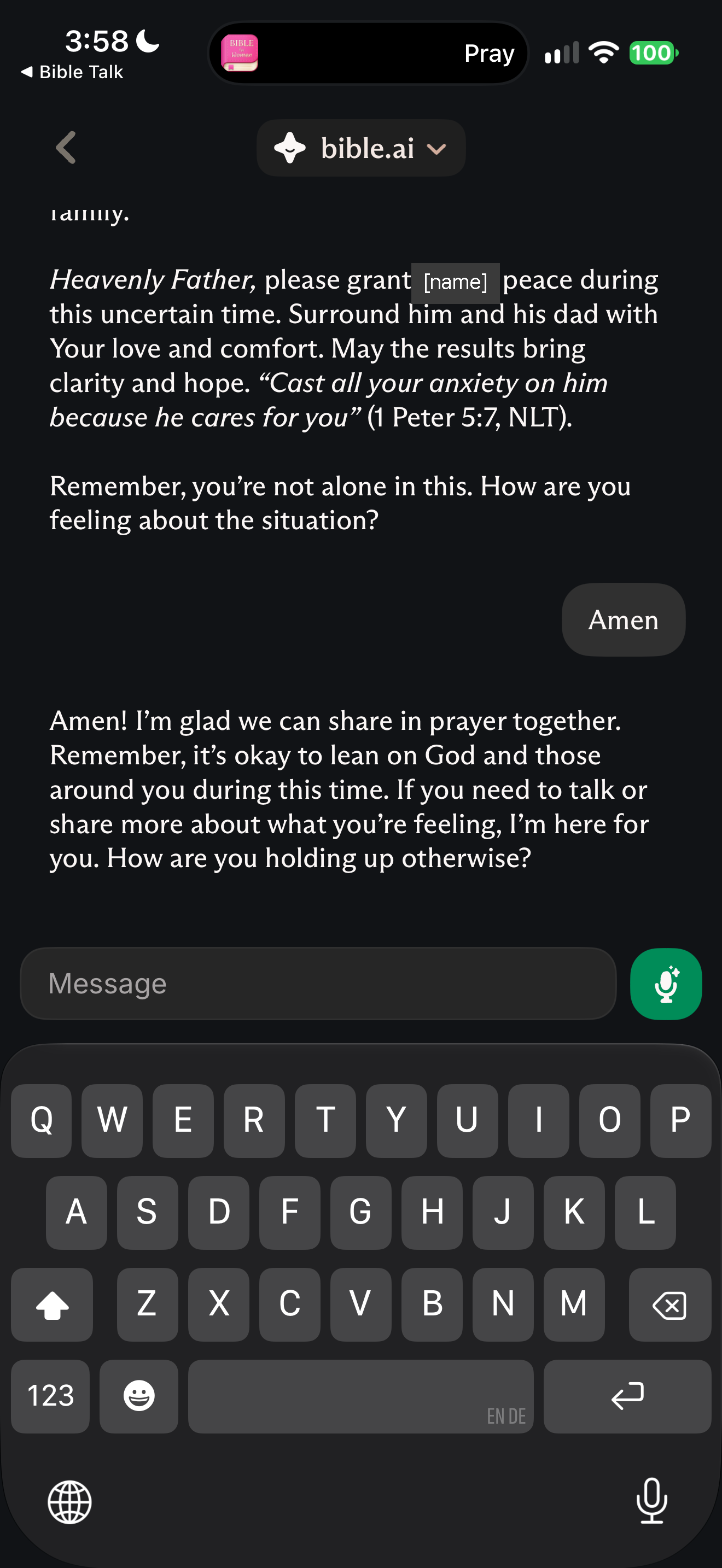 Reply to "Amen"