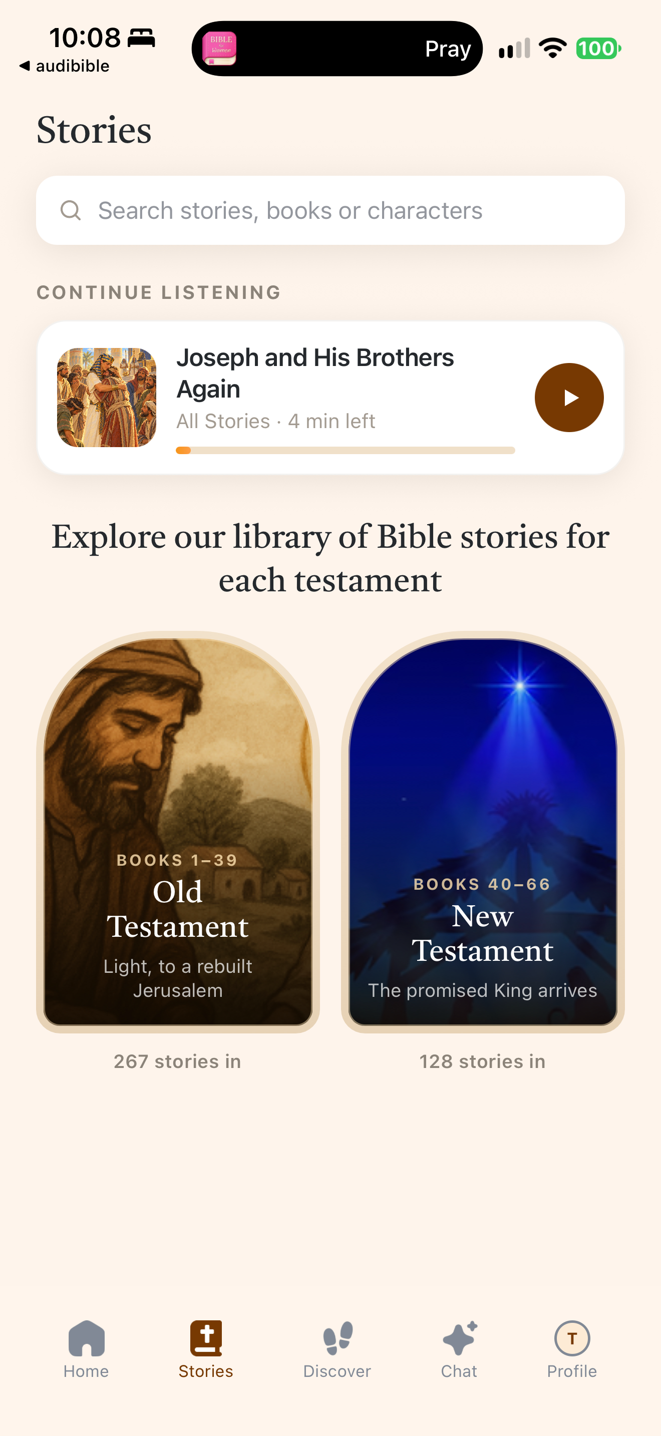 Stories tab
