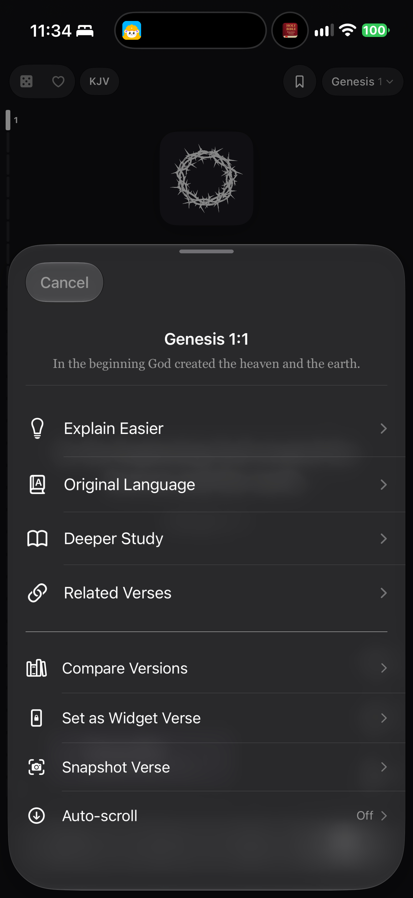 Verse study menu
