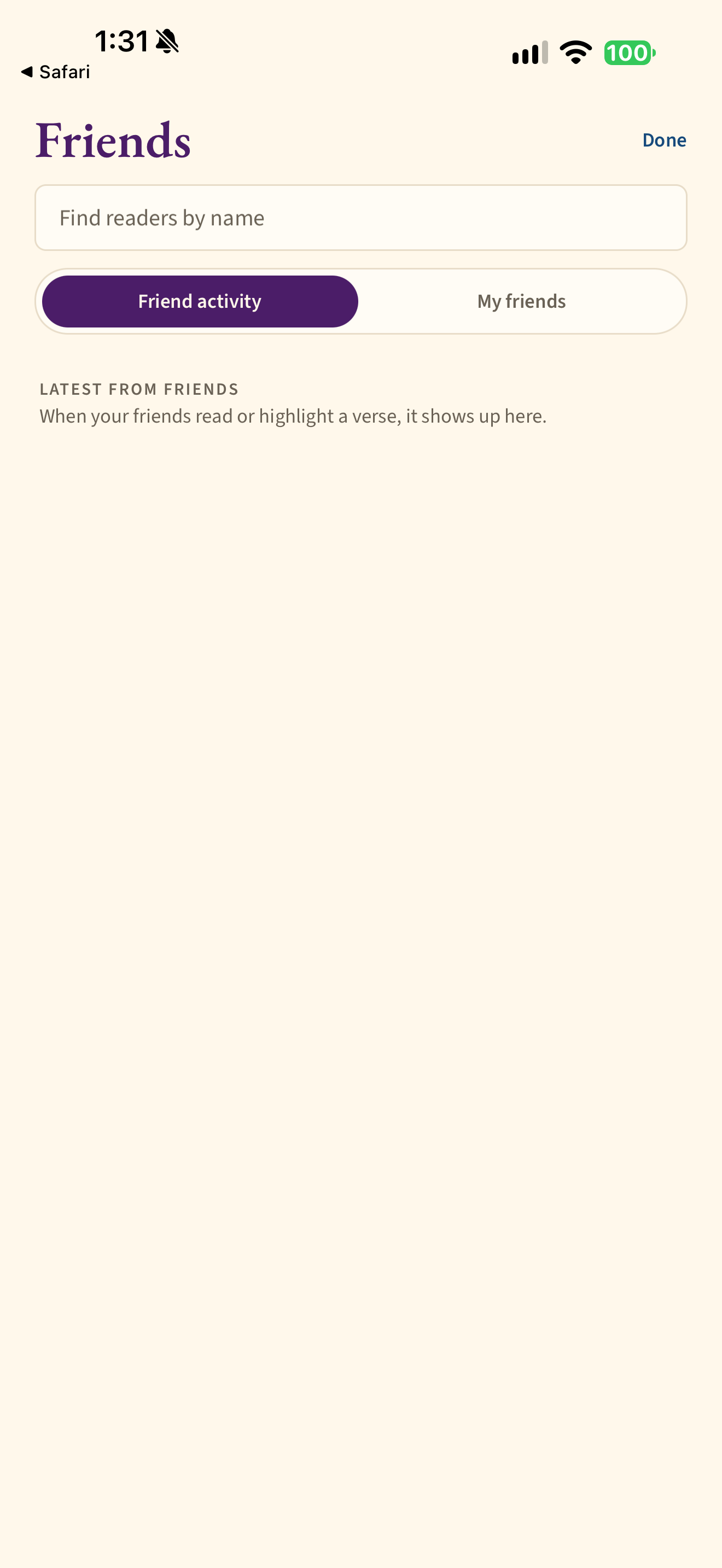 Empty friends activity