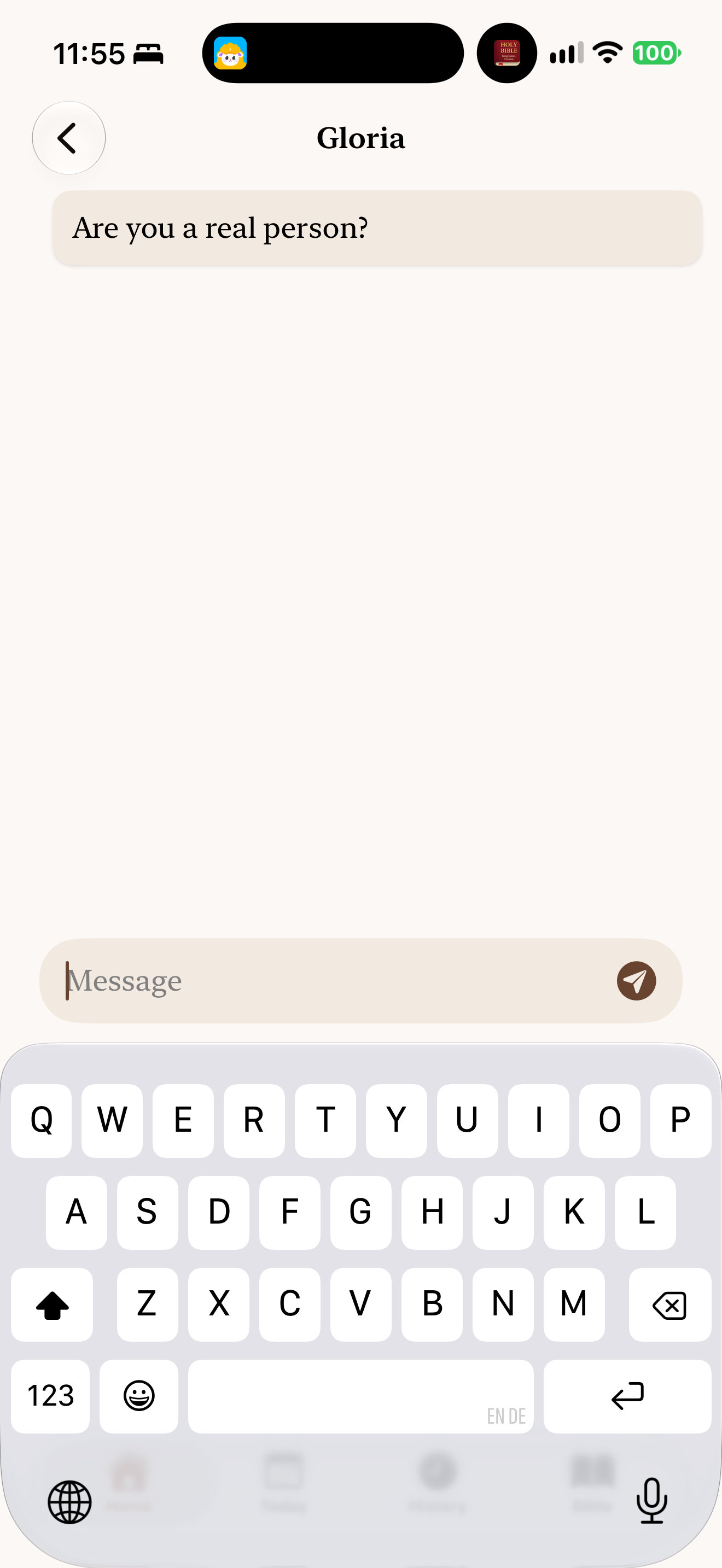 Identity question without visible reply