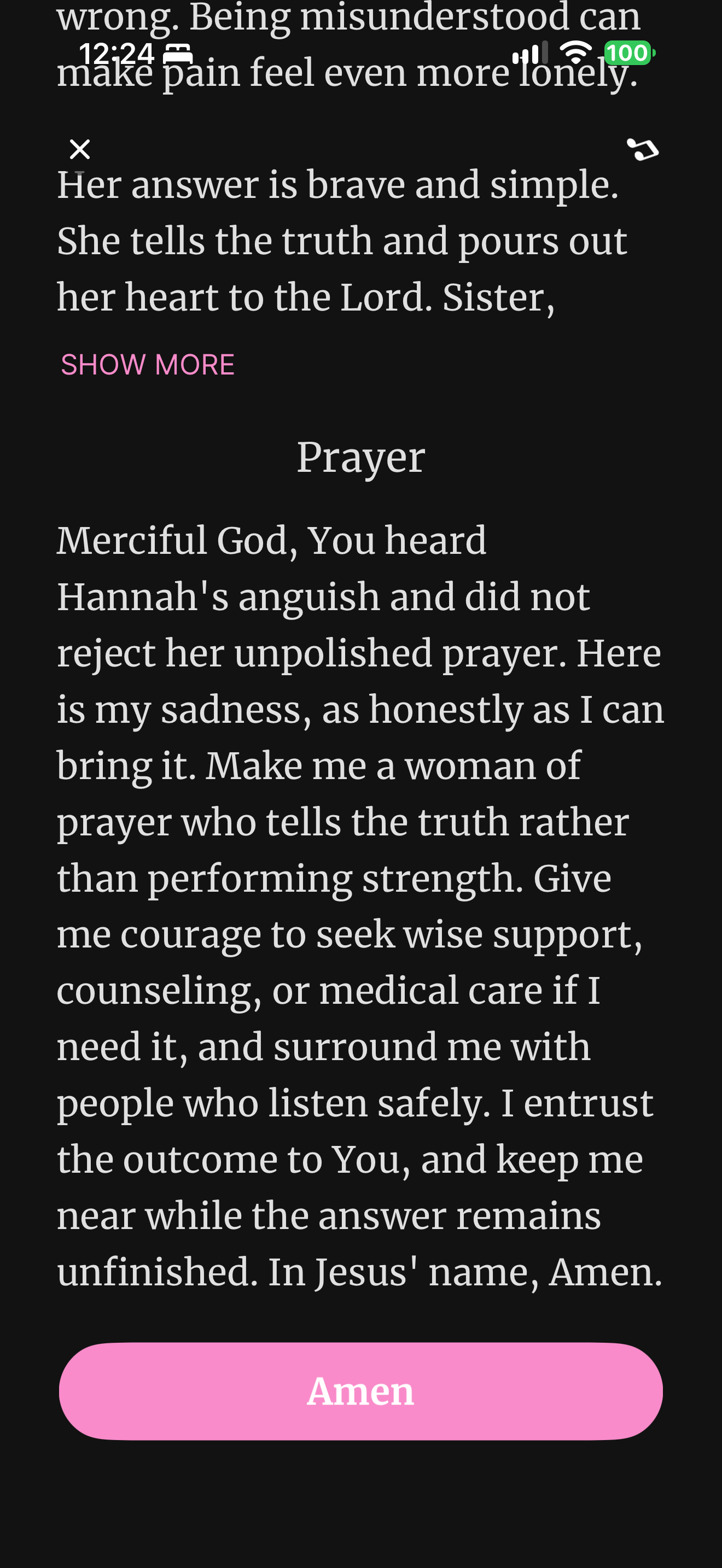 Written prayer naming counseling and care