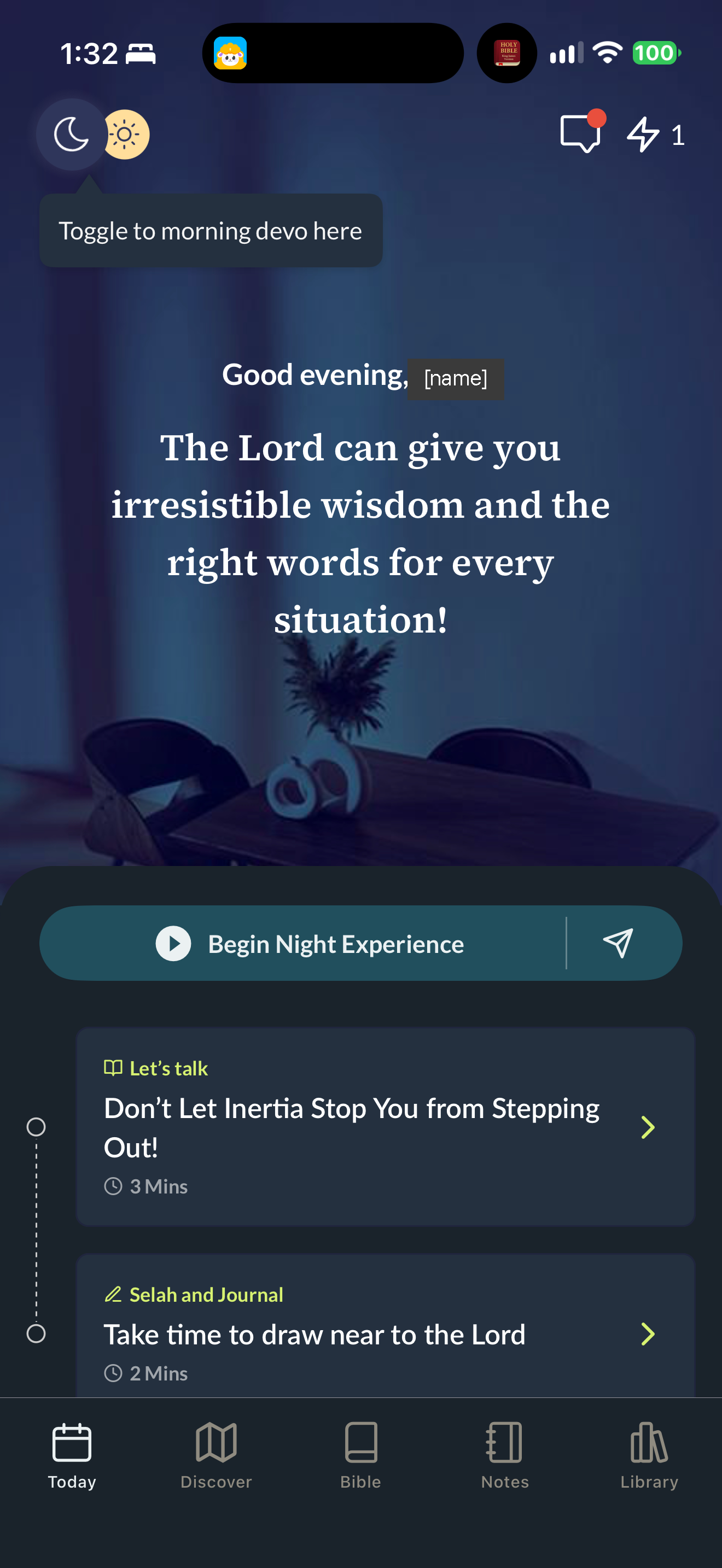 Night devotion home