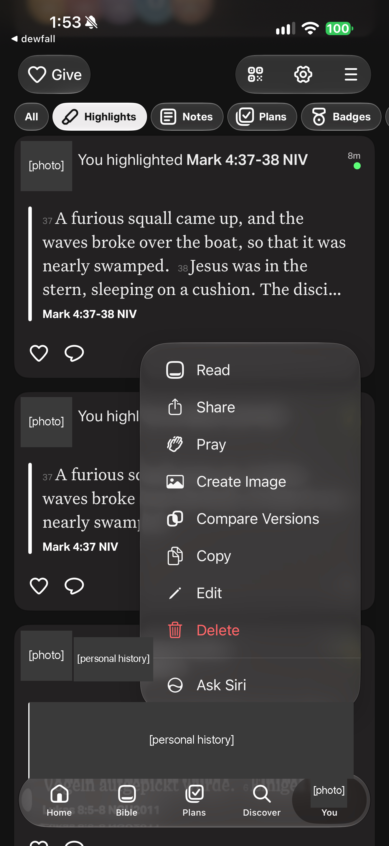 Highlight item menu