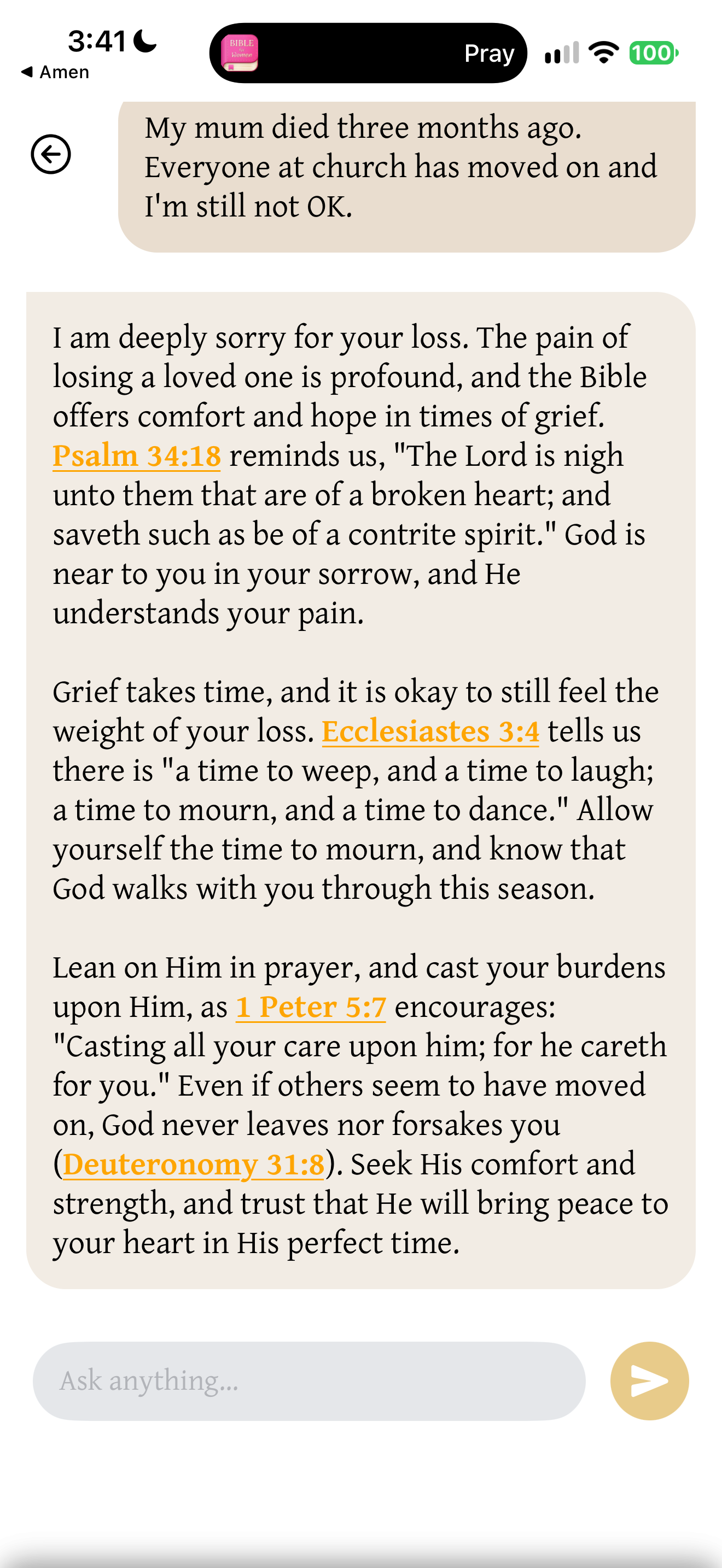 Reply to ongoing grief