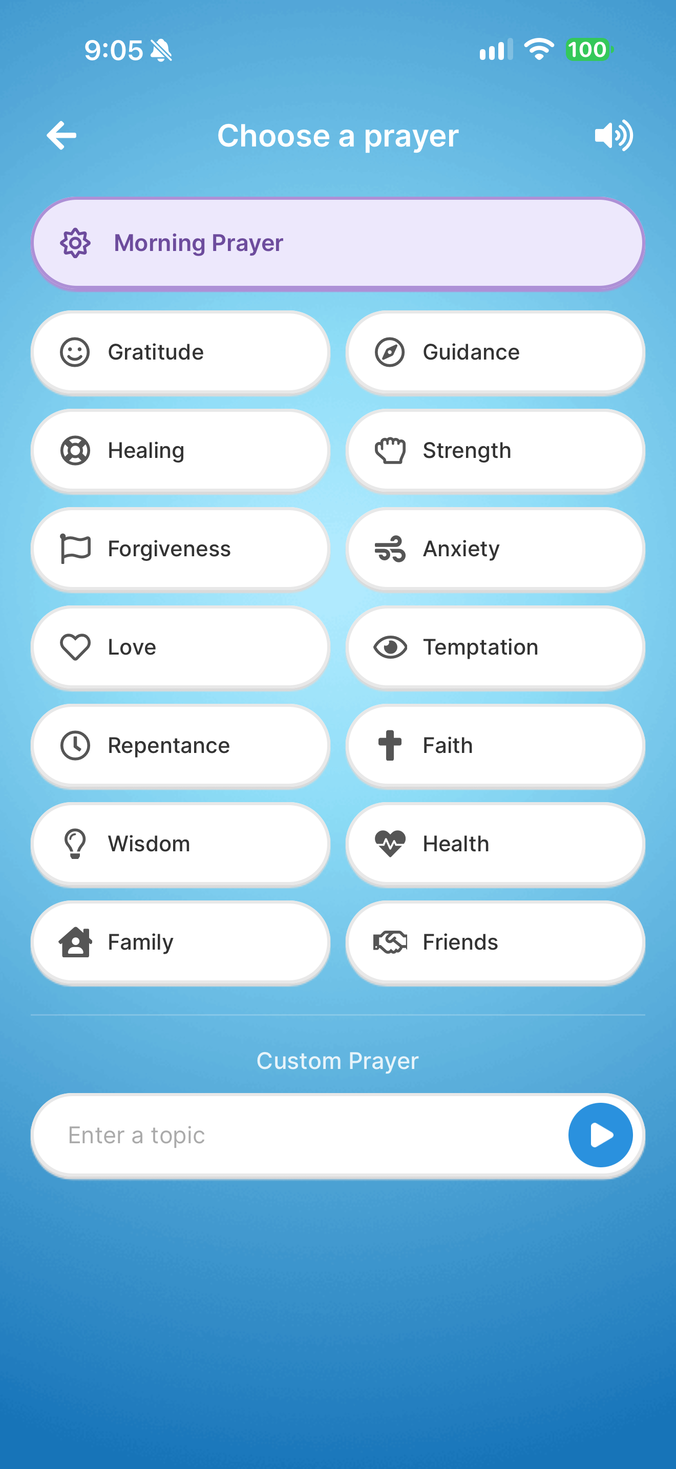 Choosing a prayer topic