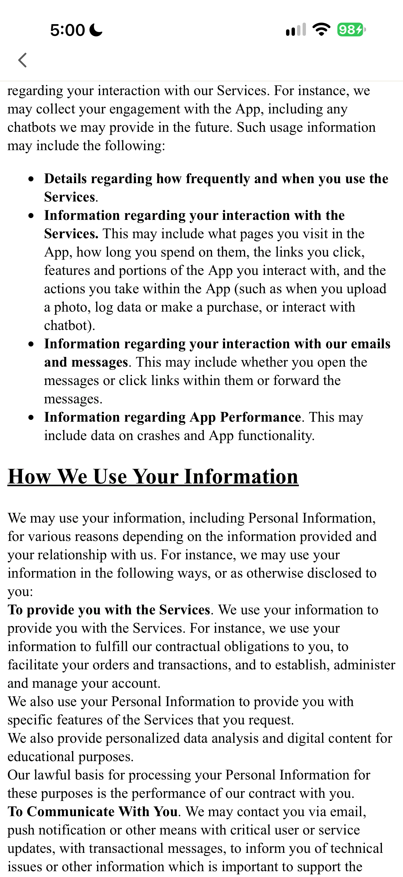 Manna privacy policy