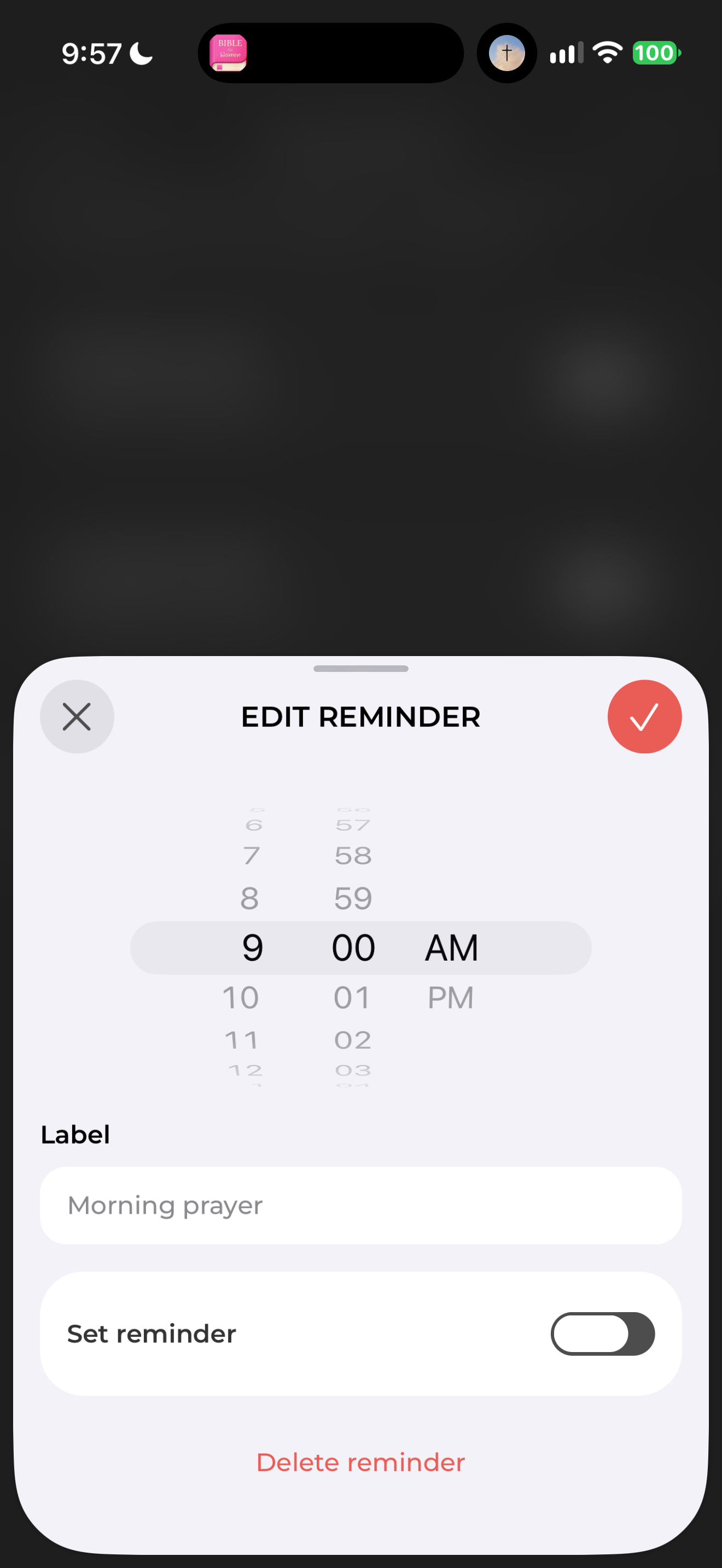 Reminder editor