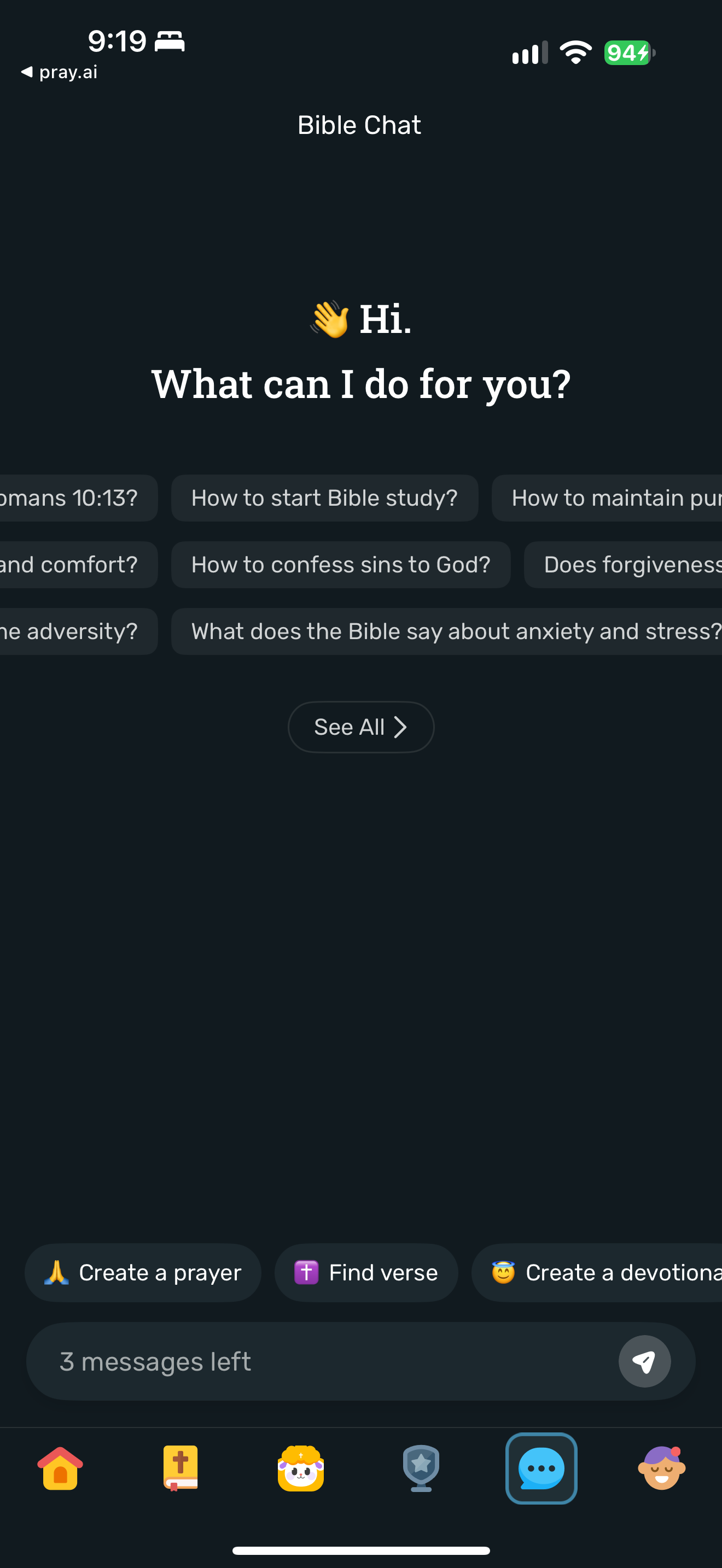 Manna Bible Chat entry