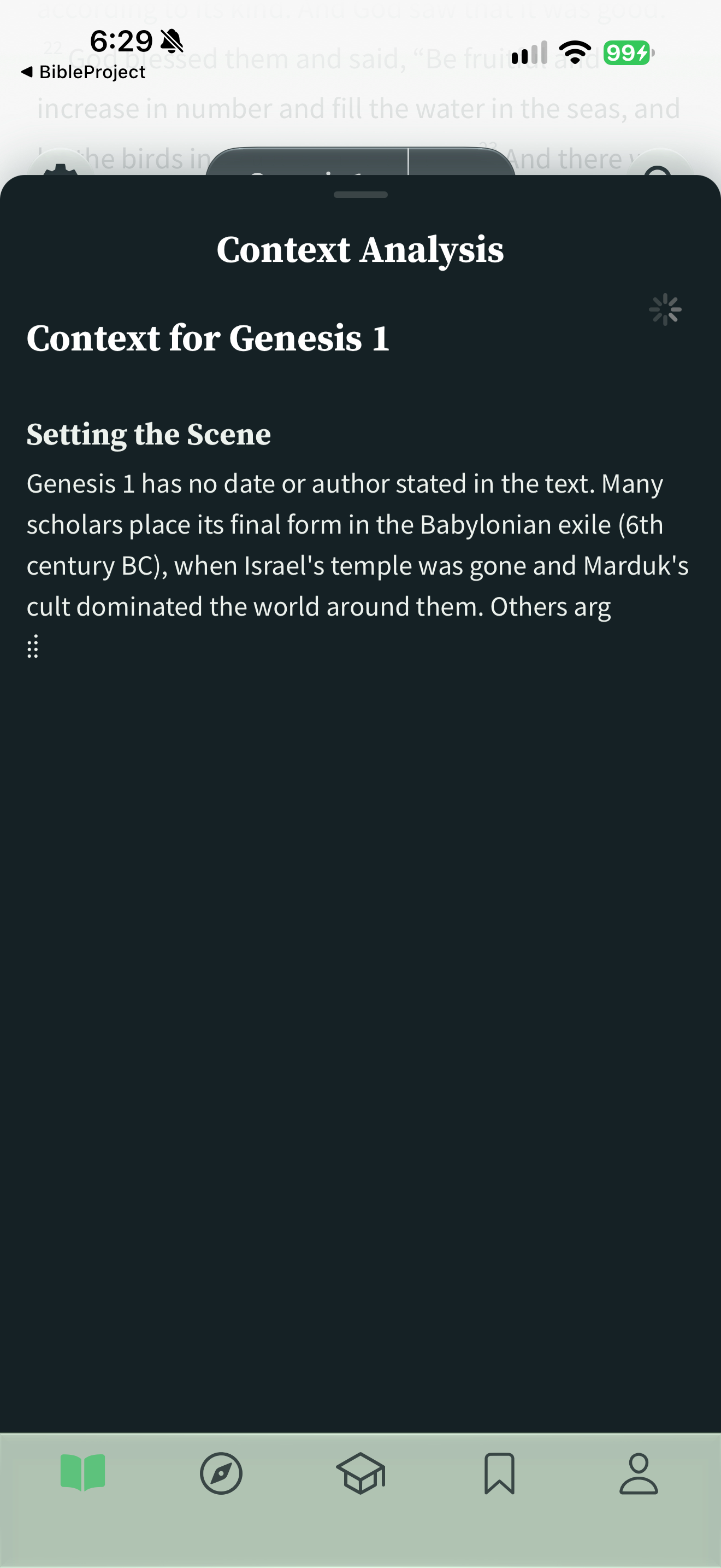 Genesis context analysis loading