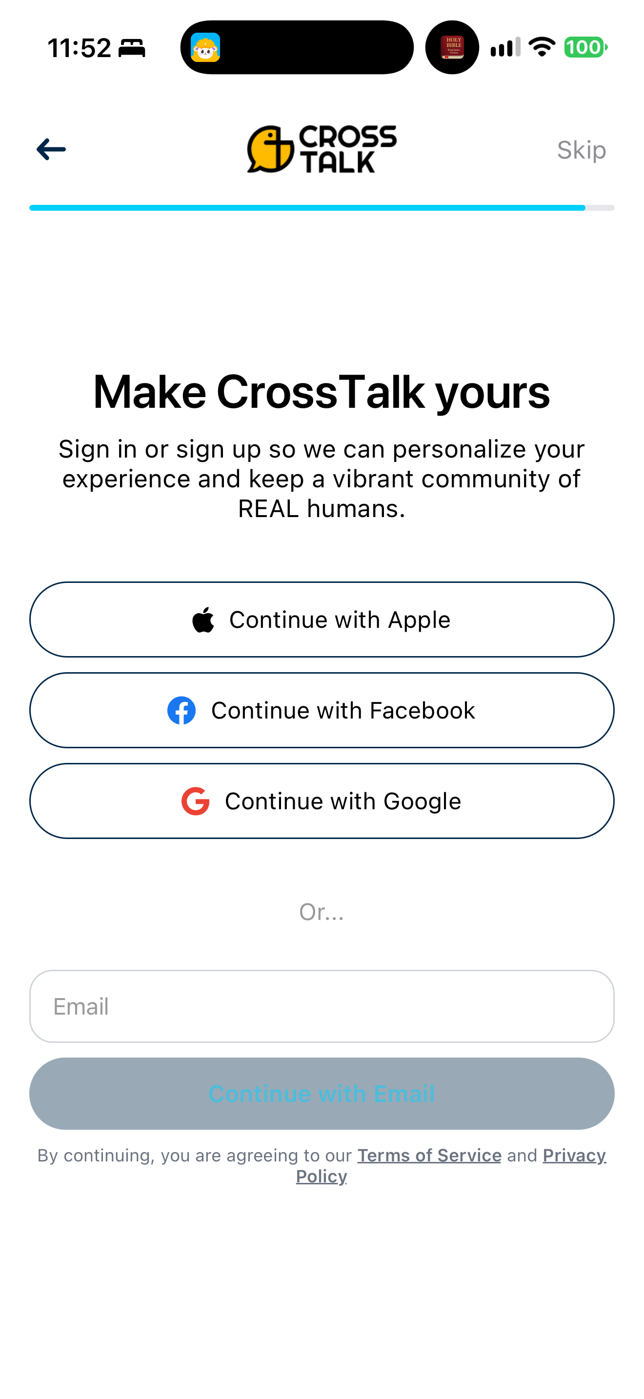 CrossTalk account options