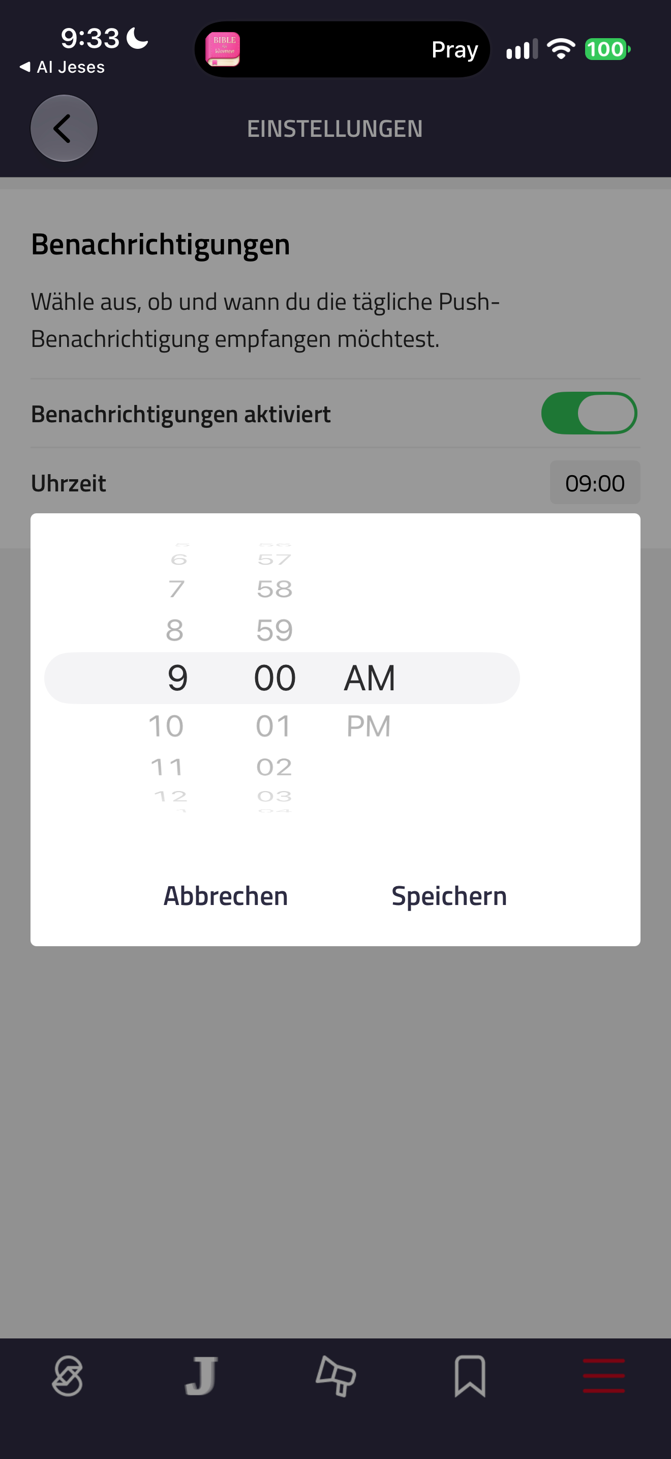 Notification time picker