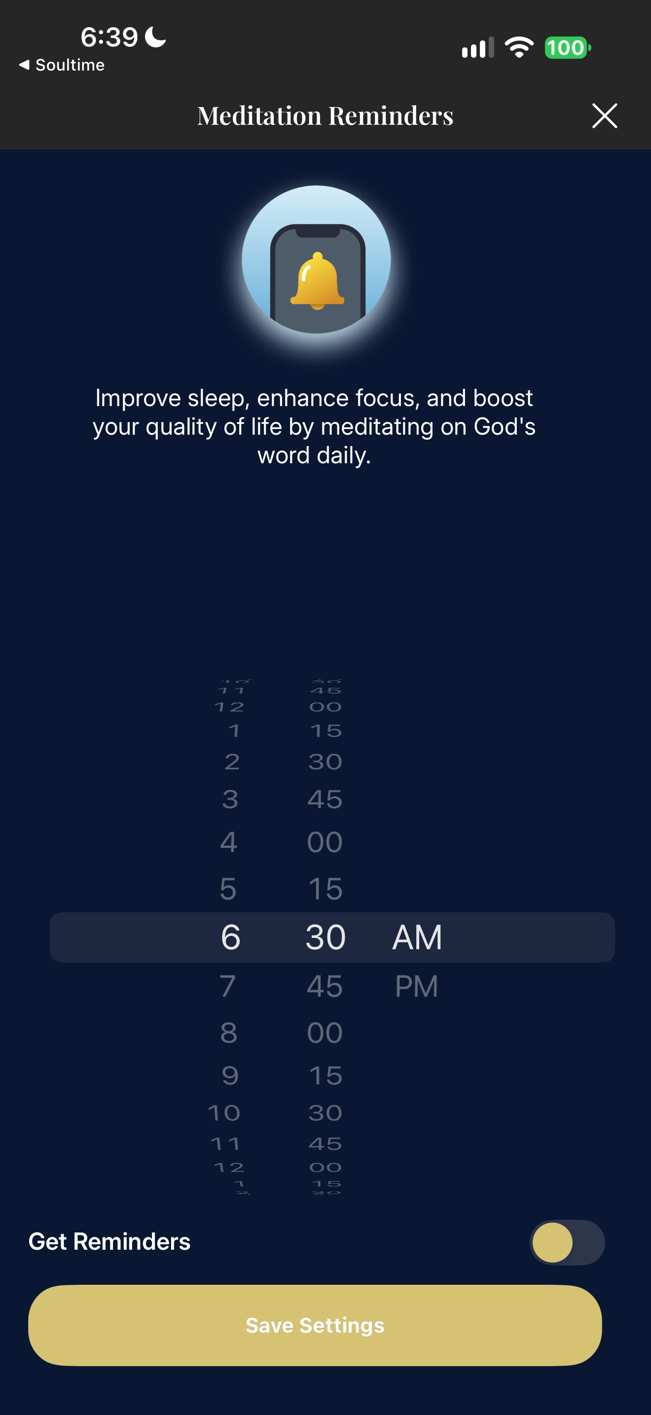 Meditation reminder editor