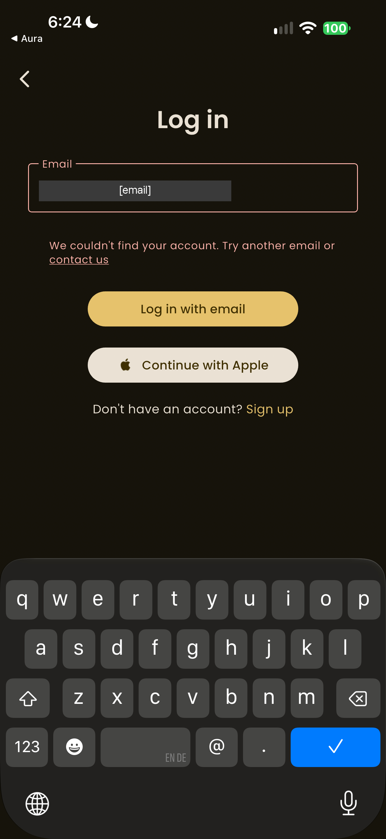 Log in error