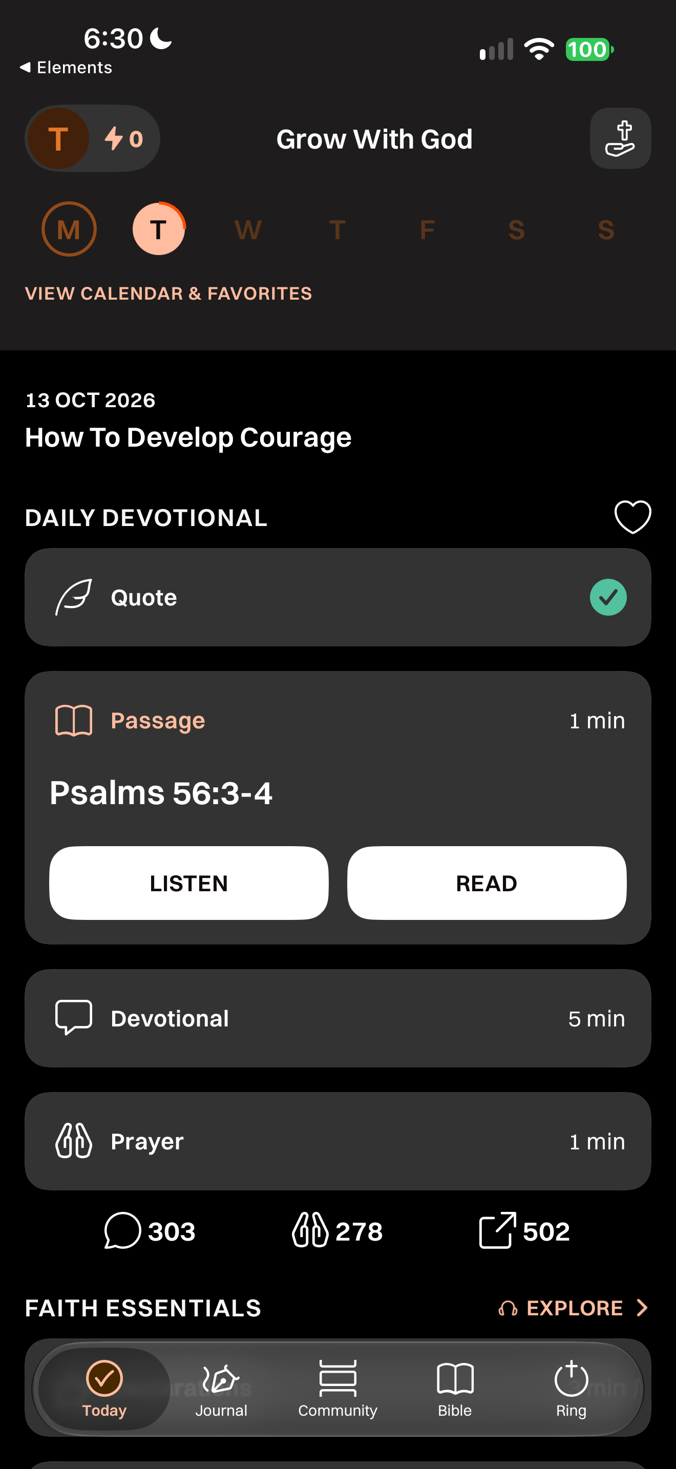 Daily devotional steps