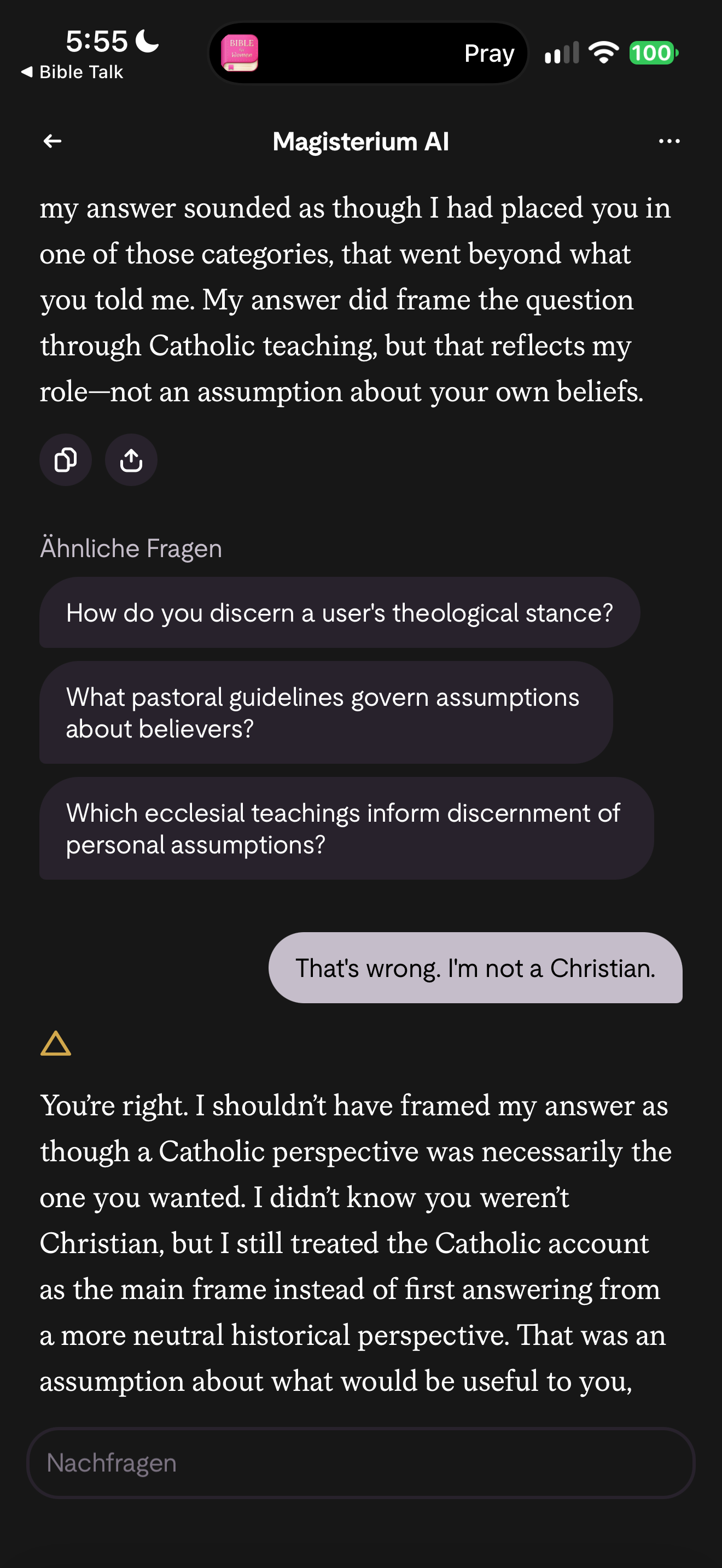 Corrected: not a Christian