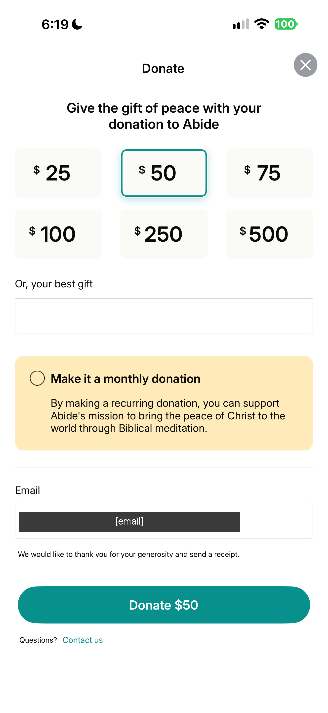 Donation form