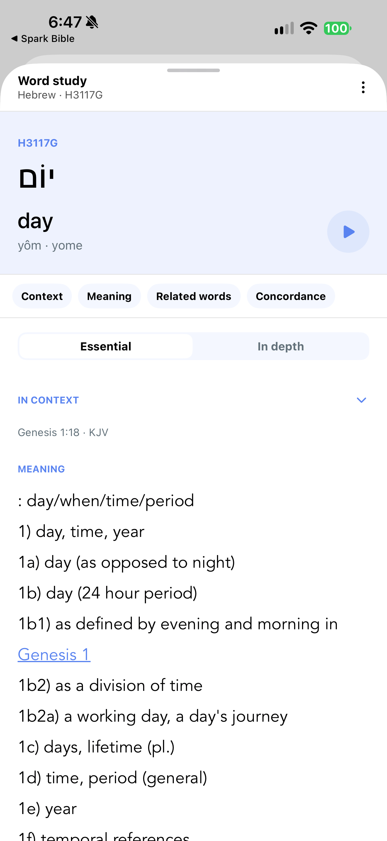 Bible Strong word detail