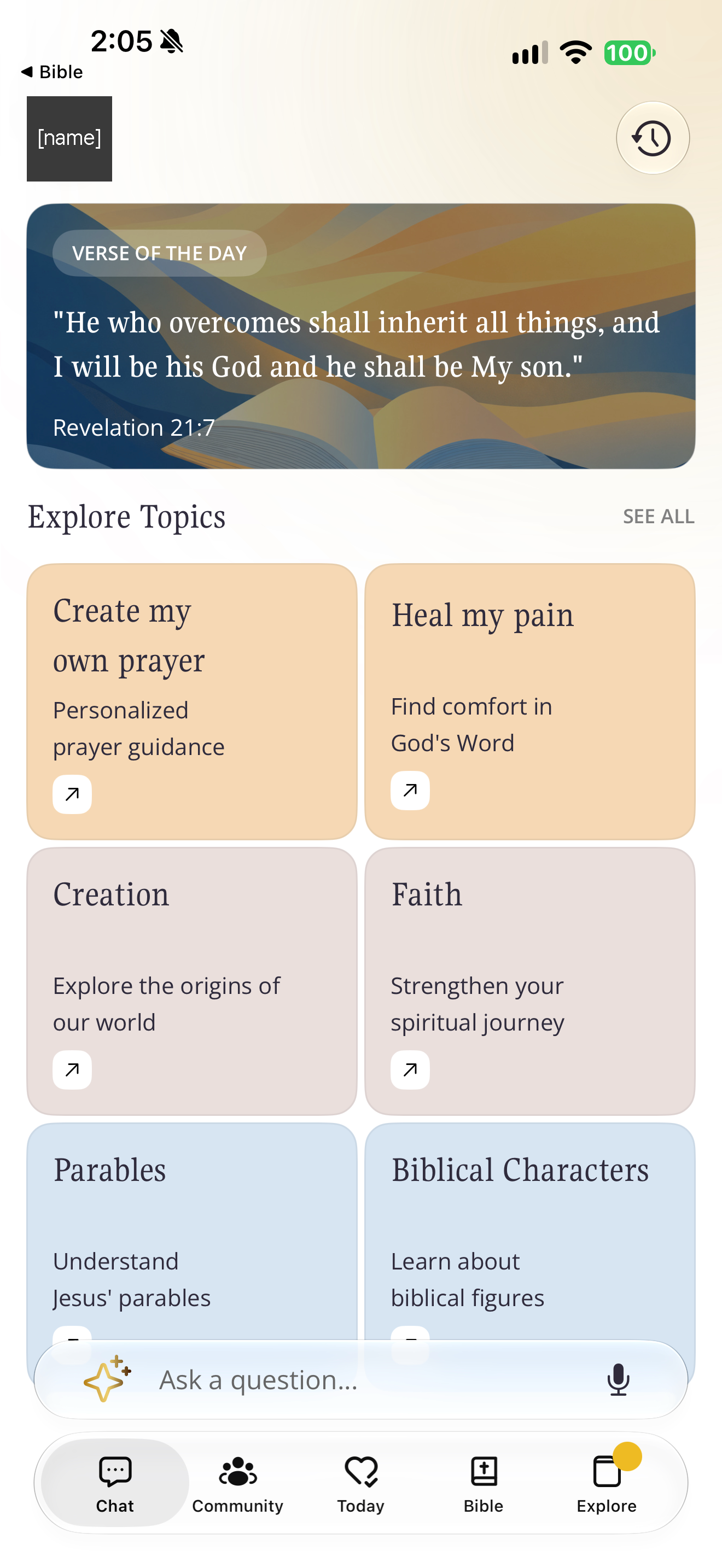Chat entry topics