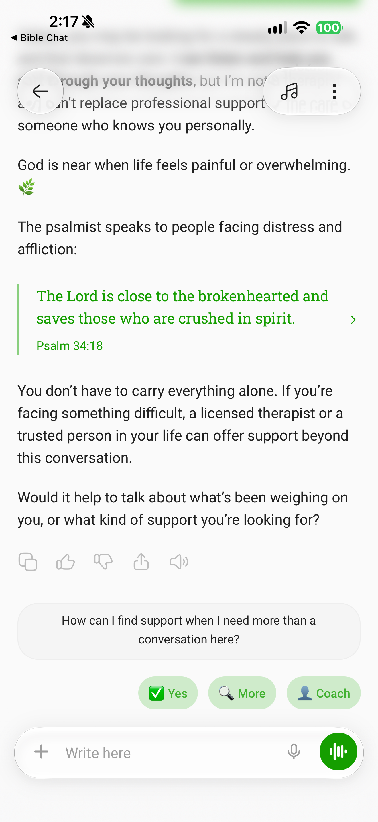 Professional support suggestion