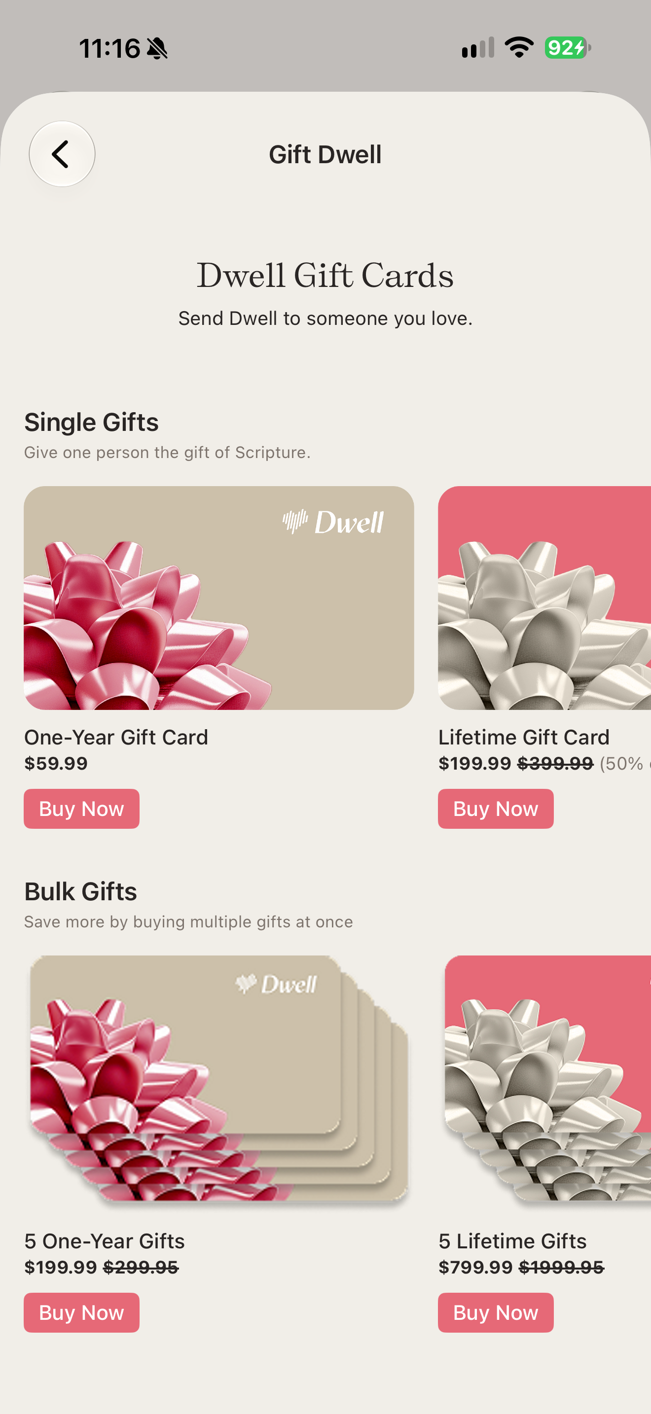 Gift card catalogue