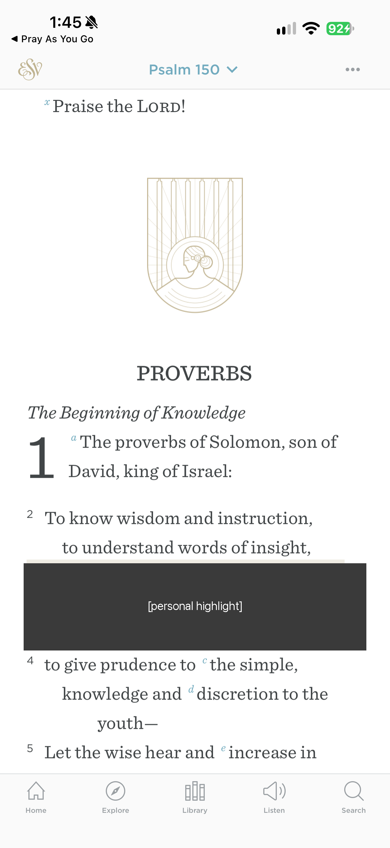 Reader entry: Proverbs 1