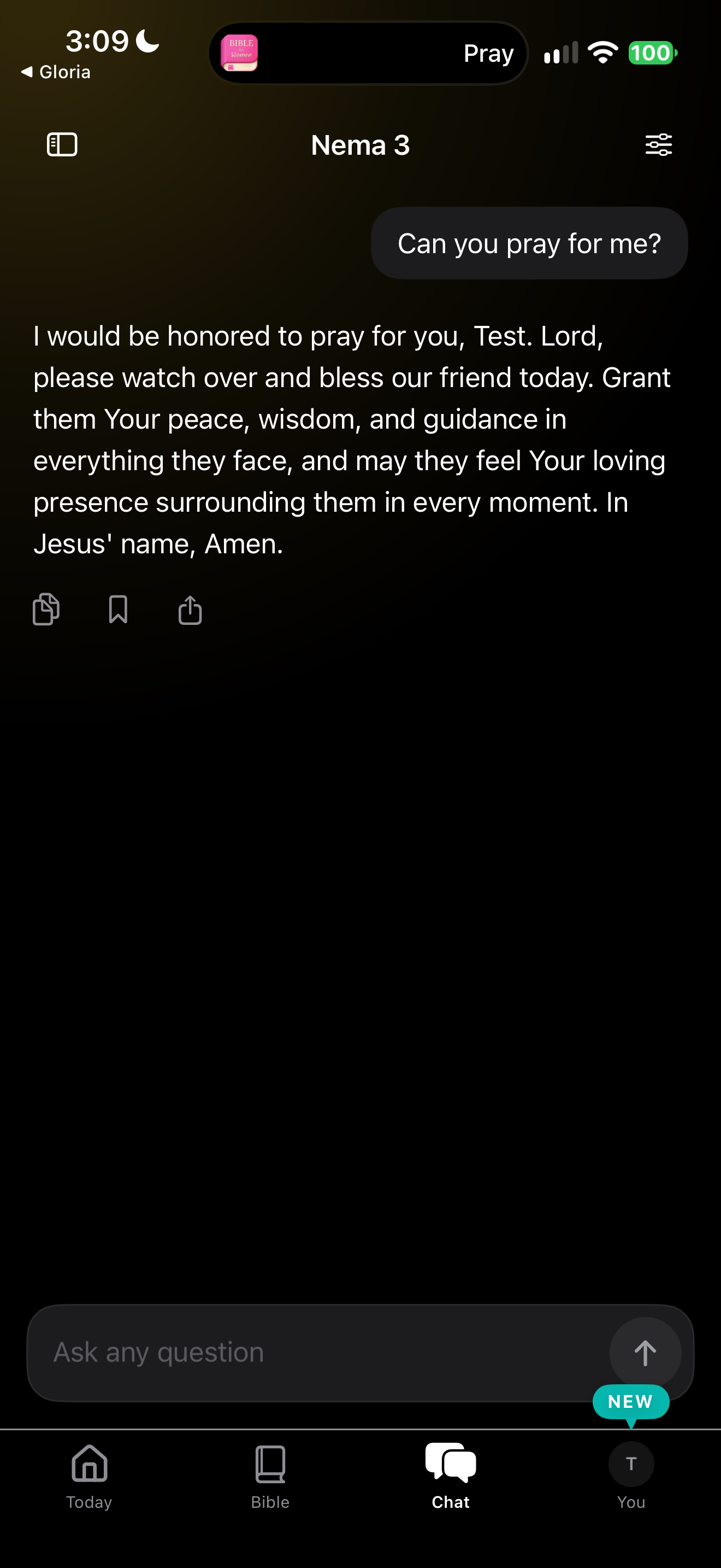 Prayer written on request