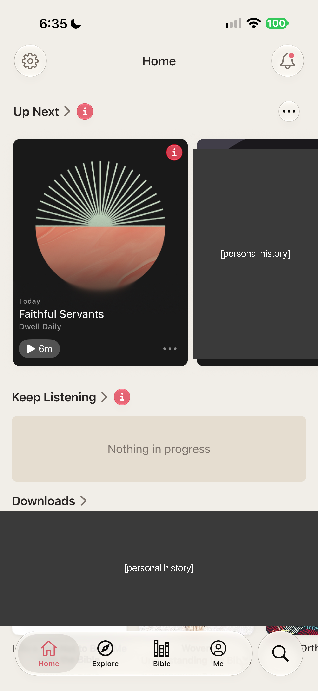 Home: up next and downloads
