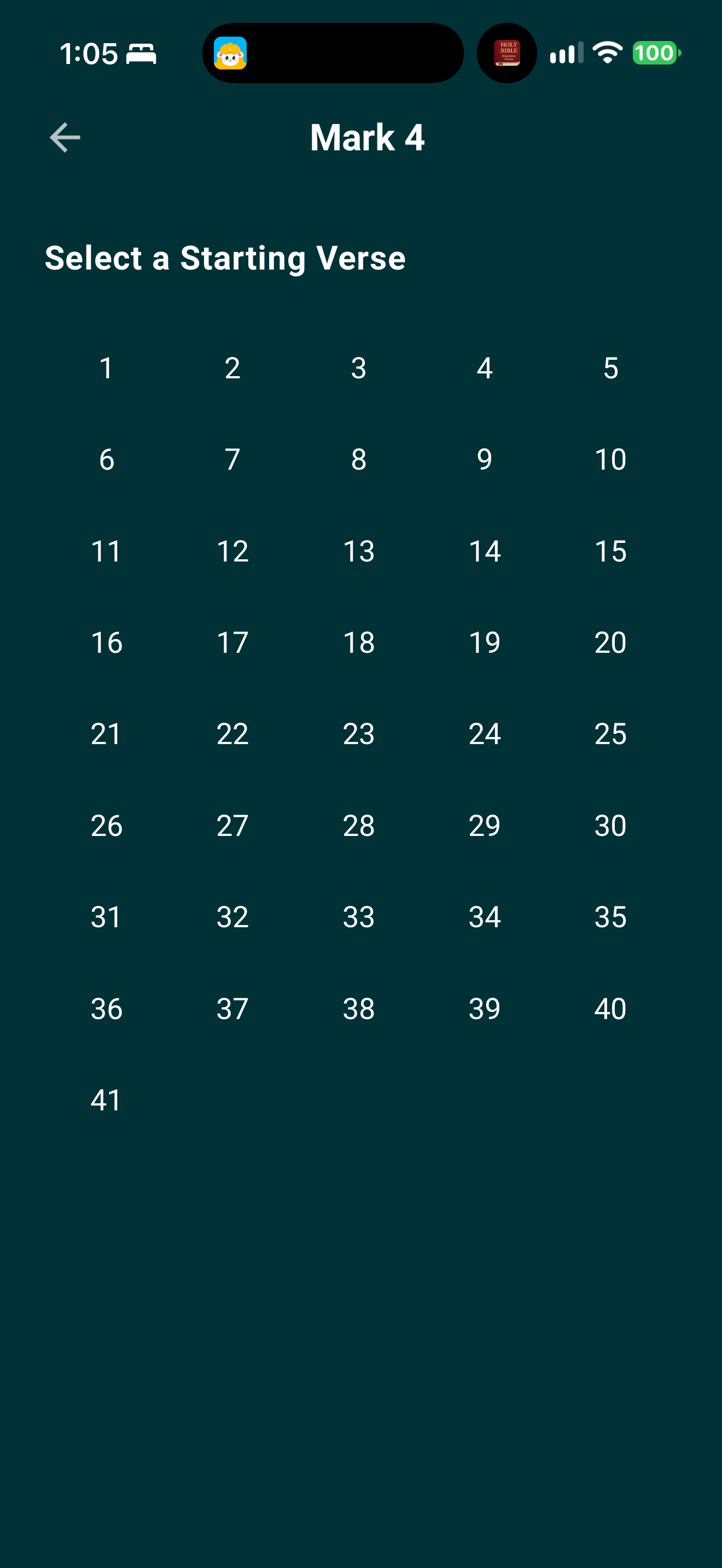 Starting verse grid