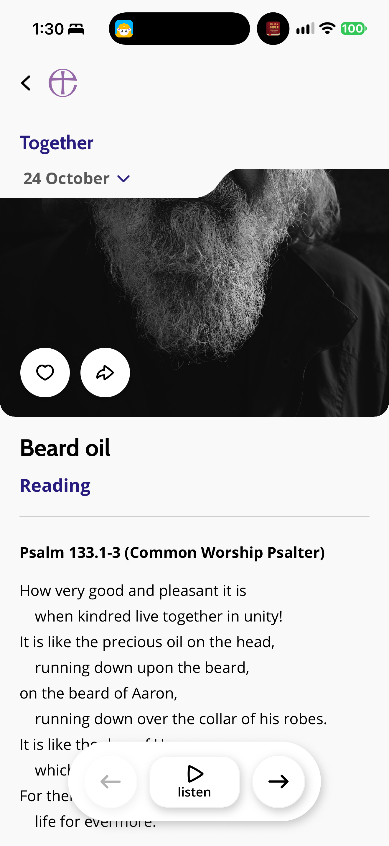 An attributed reading in a daily devotion