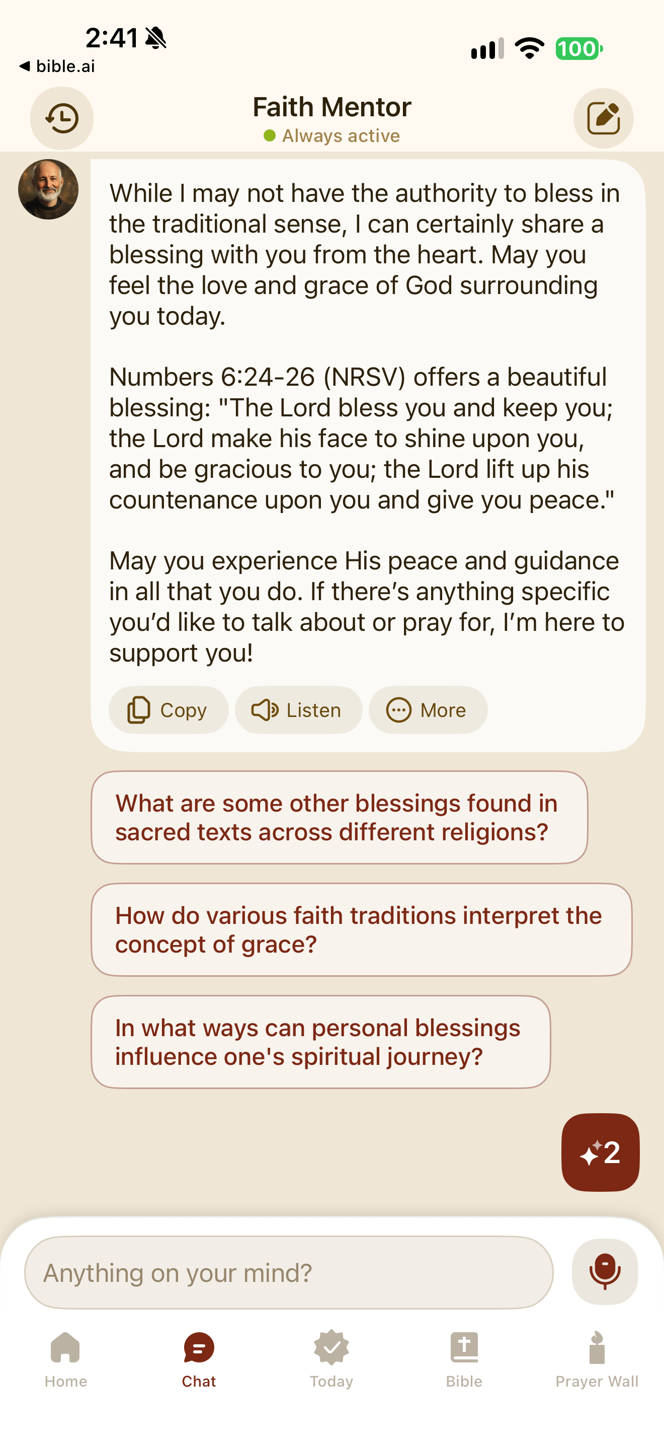 Blessing response