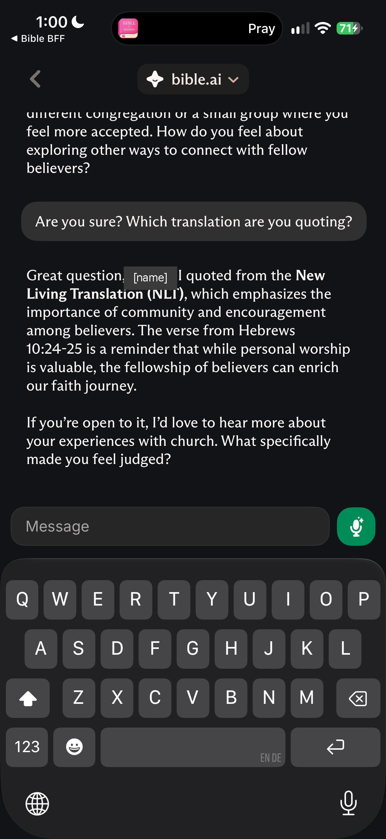 Which translation, asked