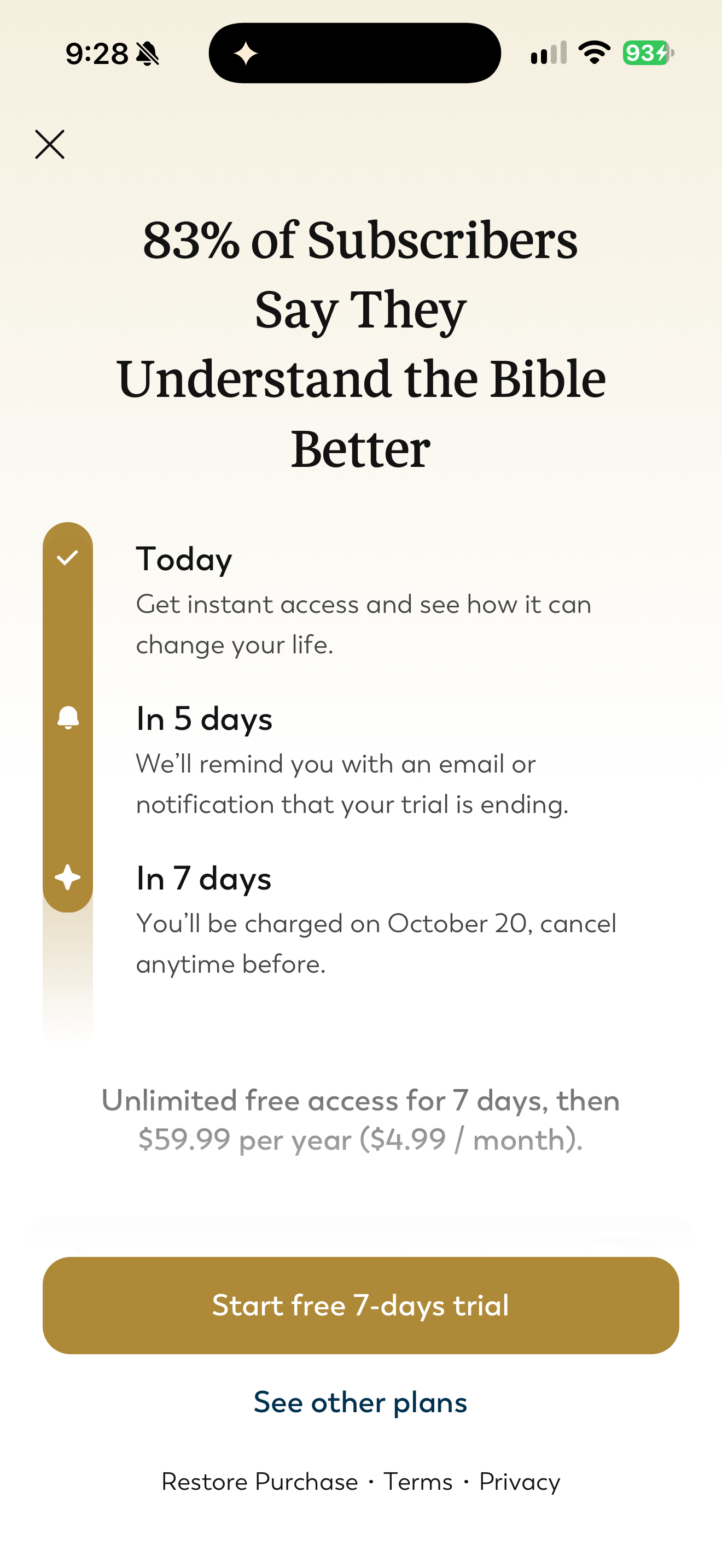 Seven-day trial timeline