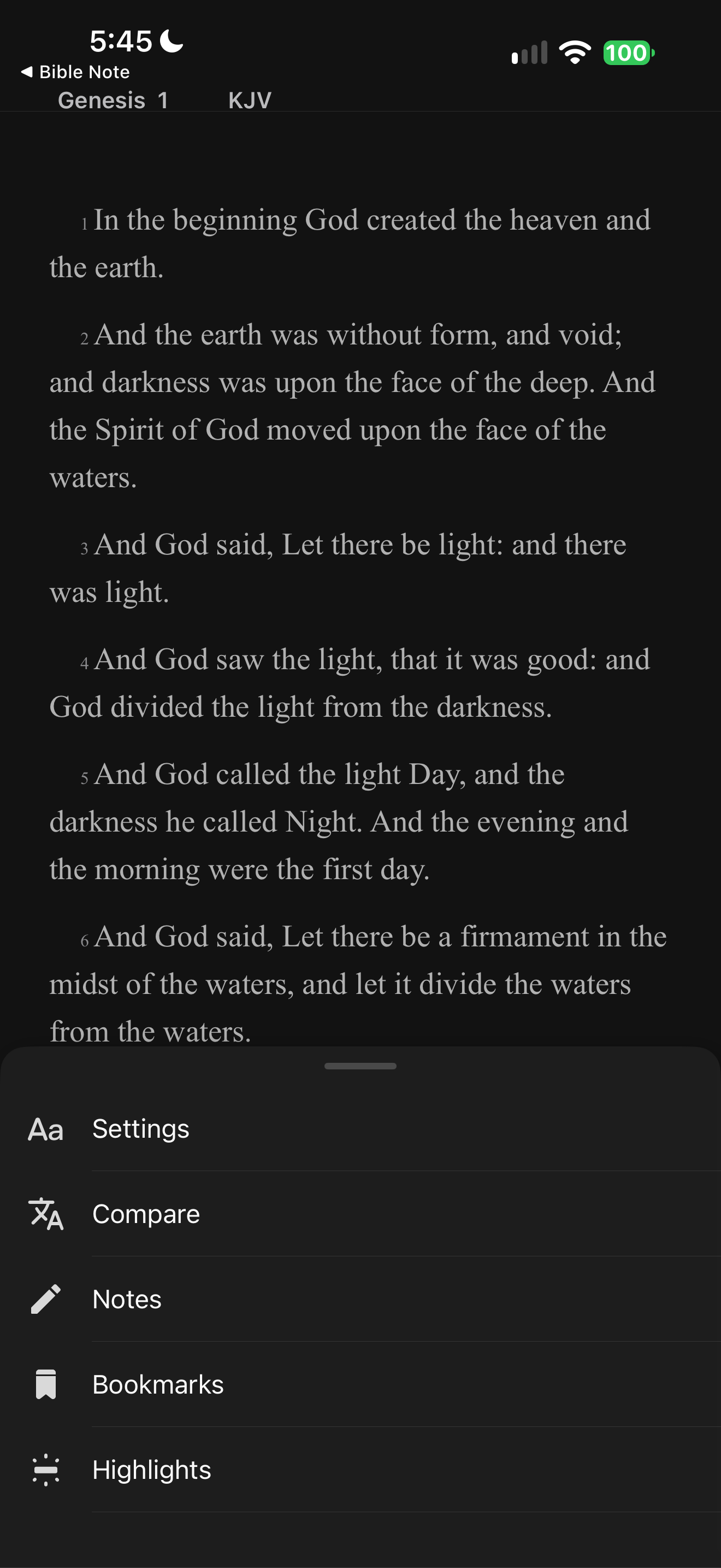 Bible Reading Made Easy reader menu