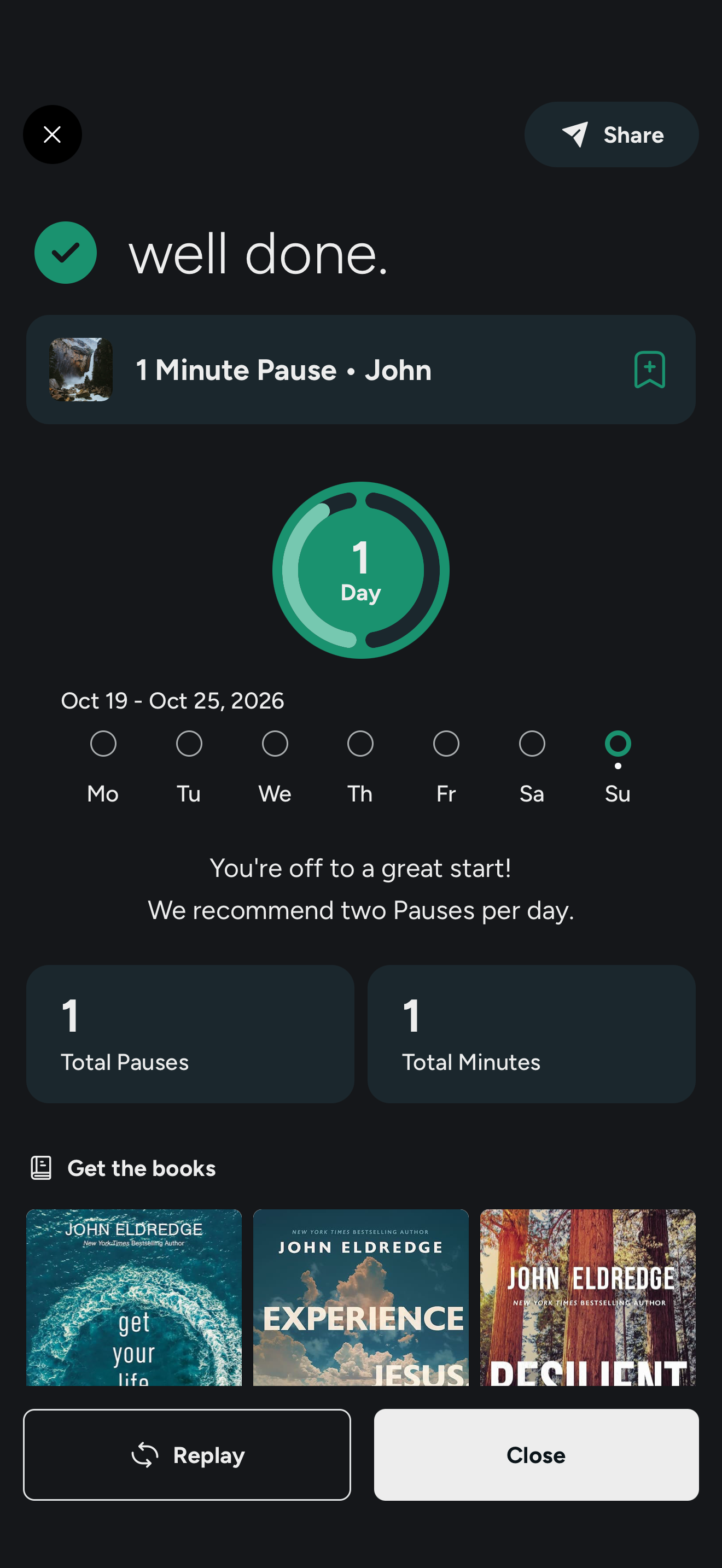Pause completion summary