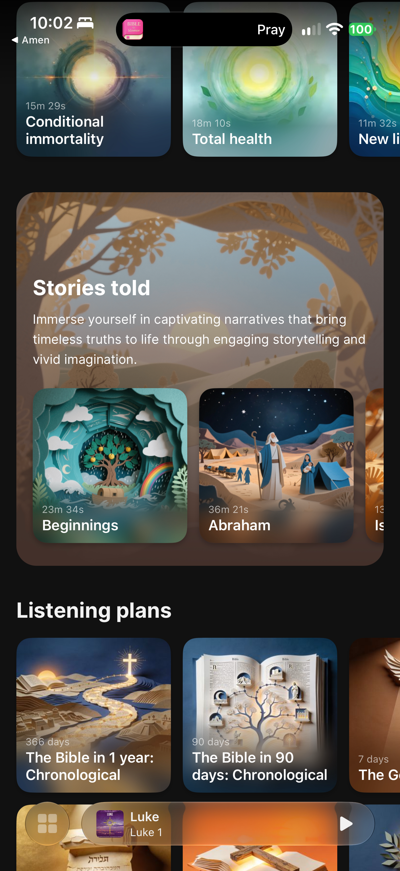 Stories and listening plans