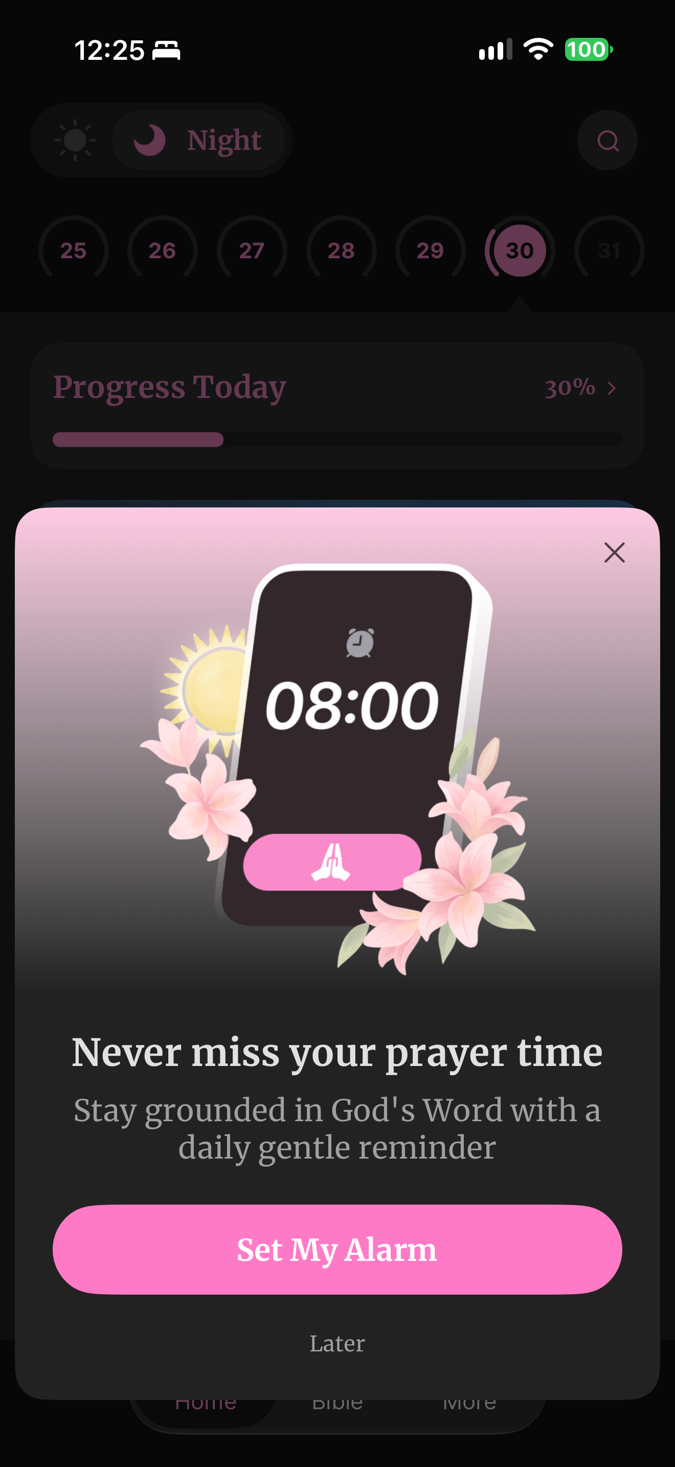 Prayer alarm reminder sheet