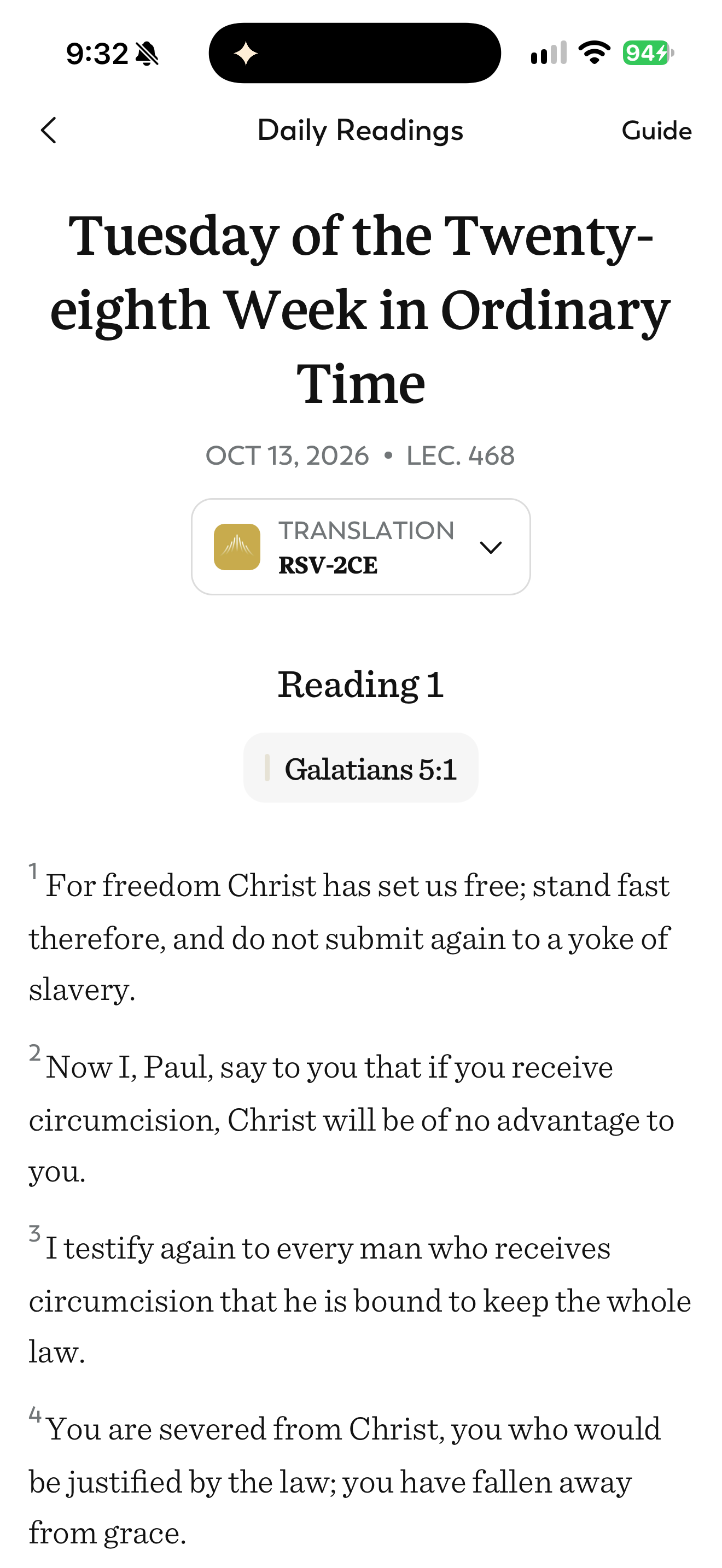 Daily reading text