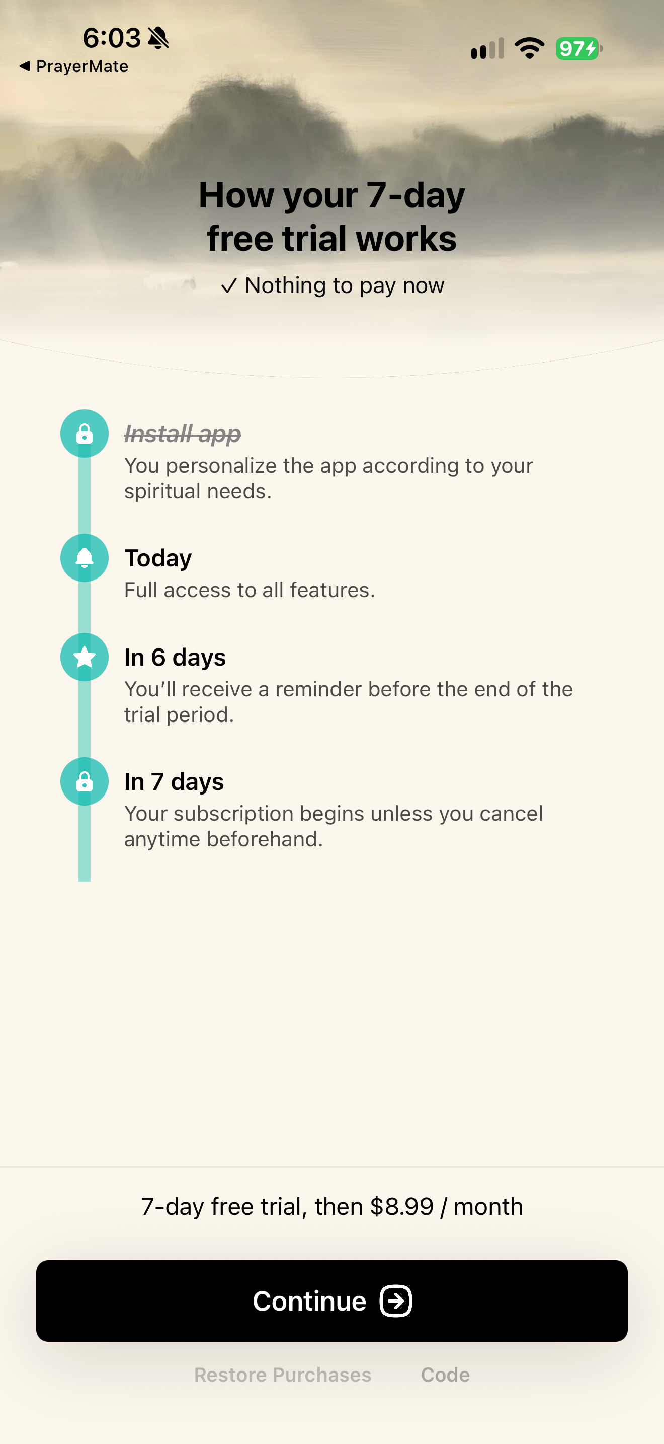 Trial timeline paywall